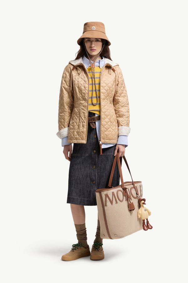 Doudoune mi-longue à capuche Arum Femmes Beige Moncler 0