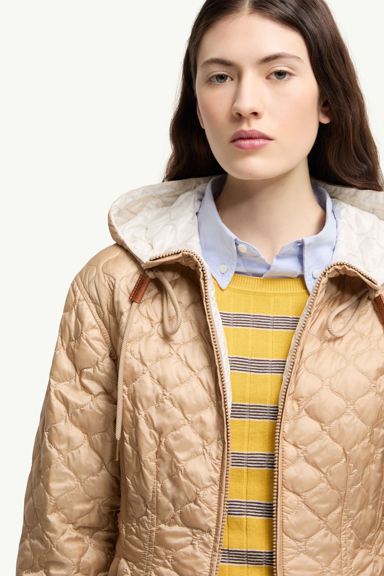 Arum Hooded Mid-Length Down Jacket Women Beige Moncler 5