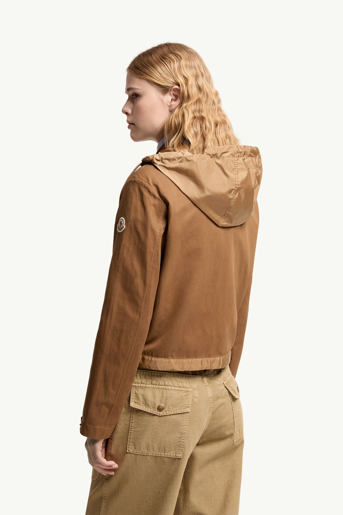 Giacca camicia con cappuccio Aconitum in misto cotone e lino Donna Marrone Chiaro Moncler 4