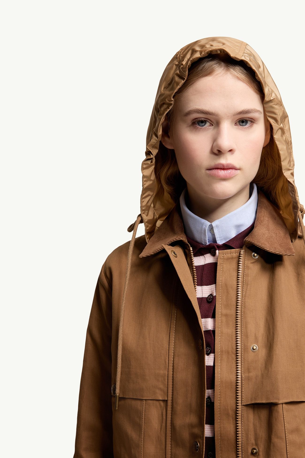 Giacca camicia con cappuccio Aconitum in misto cotone e lino Donna Marrone Chiaro Moncler 5