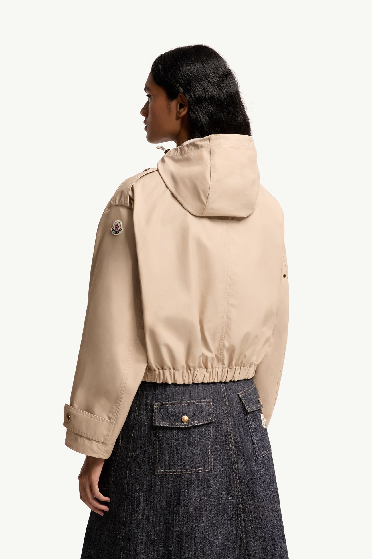 Veste à capuche en popeline de coton mélangé Carex Femmes Beige Moncler 4
