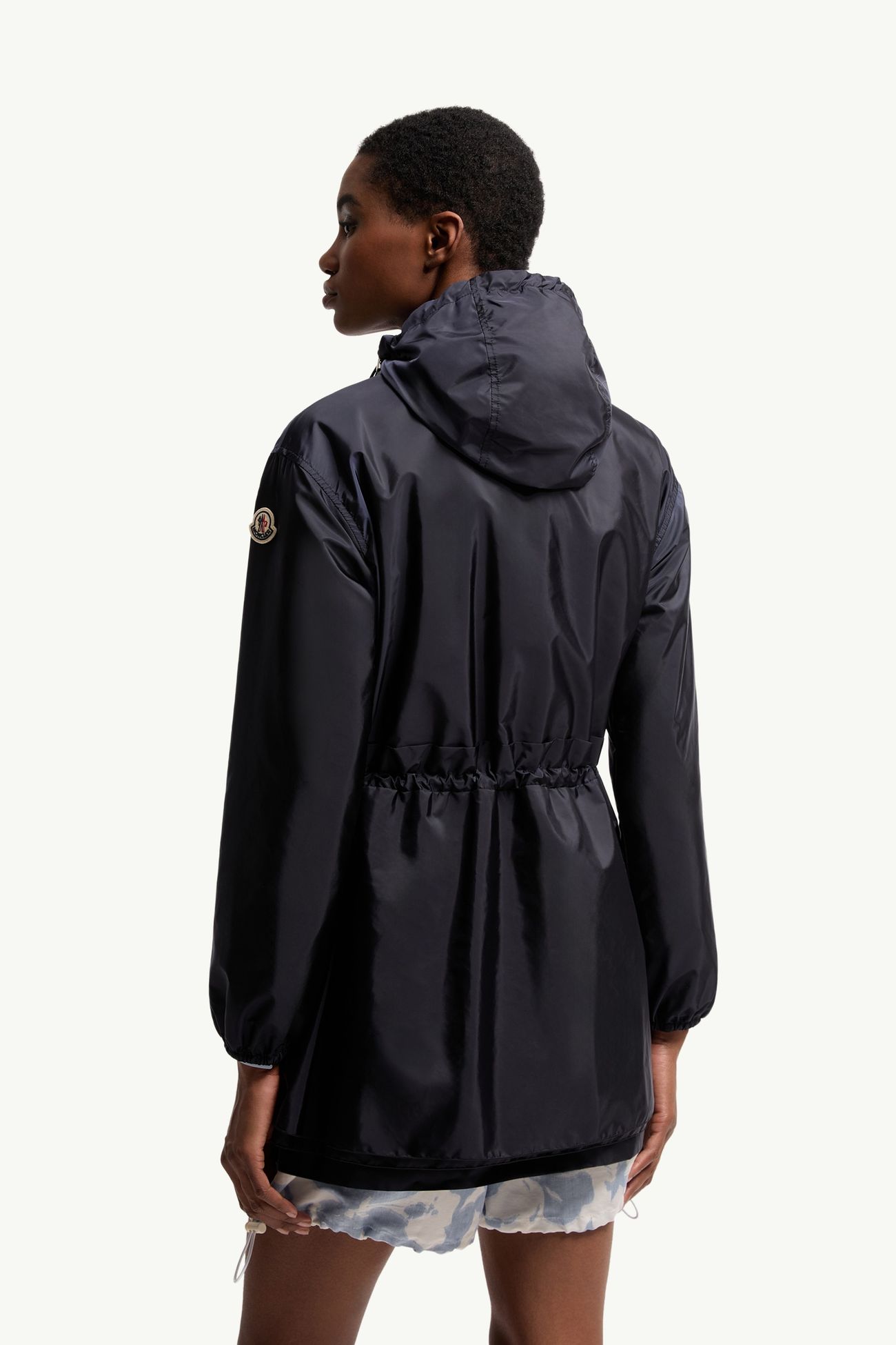 Weteau Ruched Hooded Rain Jacket Women Navy Blue Moncler 4