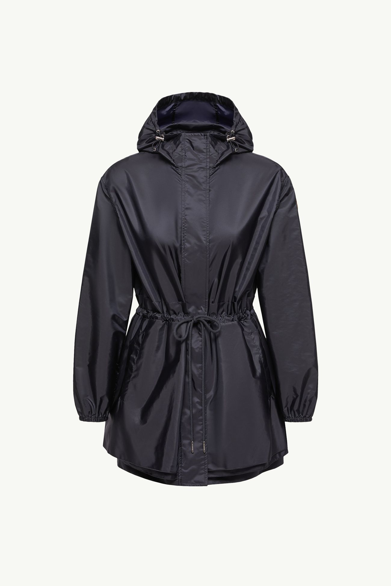 Weteau Ruched Hooded Rain Jacket Women Navy Blue Moncler 2