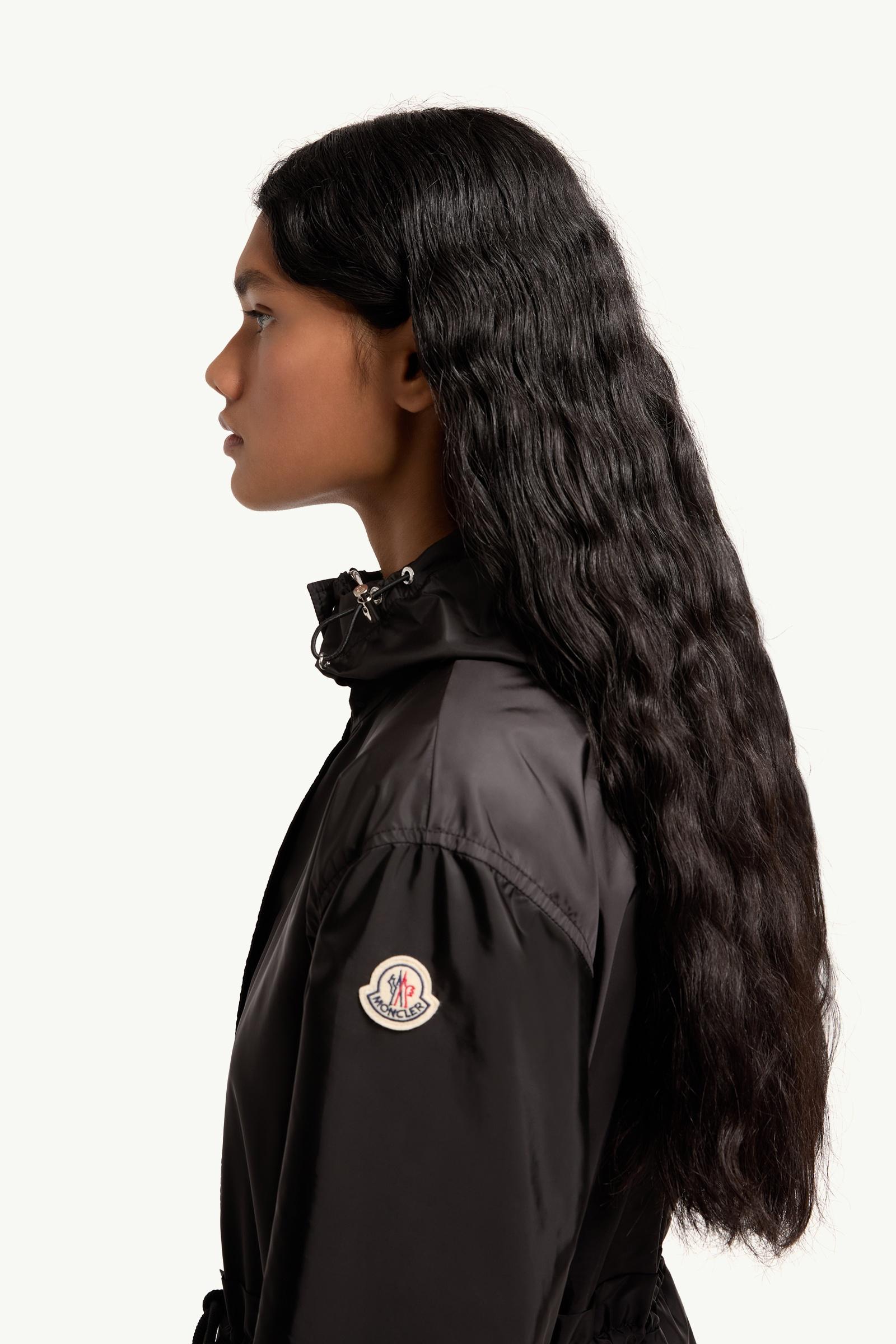 Black Weteau Ruched Hooded Rain Jacket - Windbreakers & Raincoats