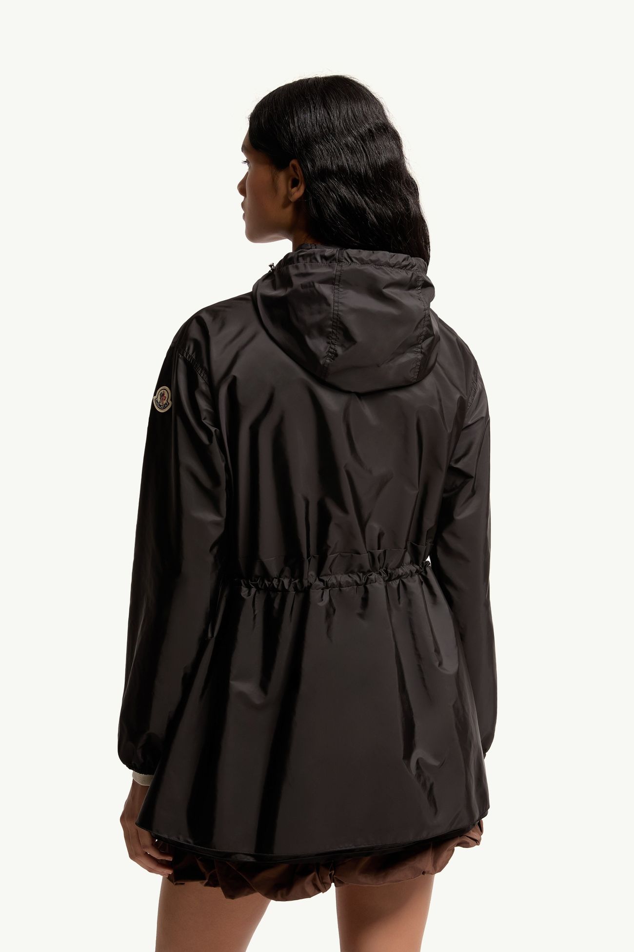 Veste mi-longue à capuche et bordure froncée Weteau Femmes Noir Moncler 4