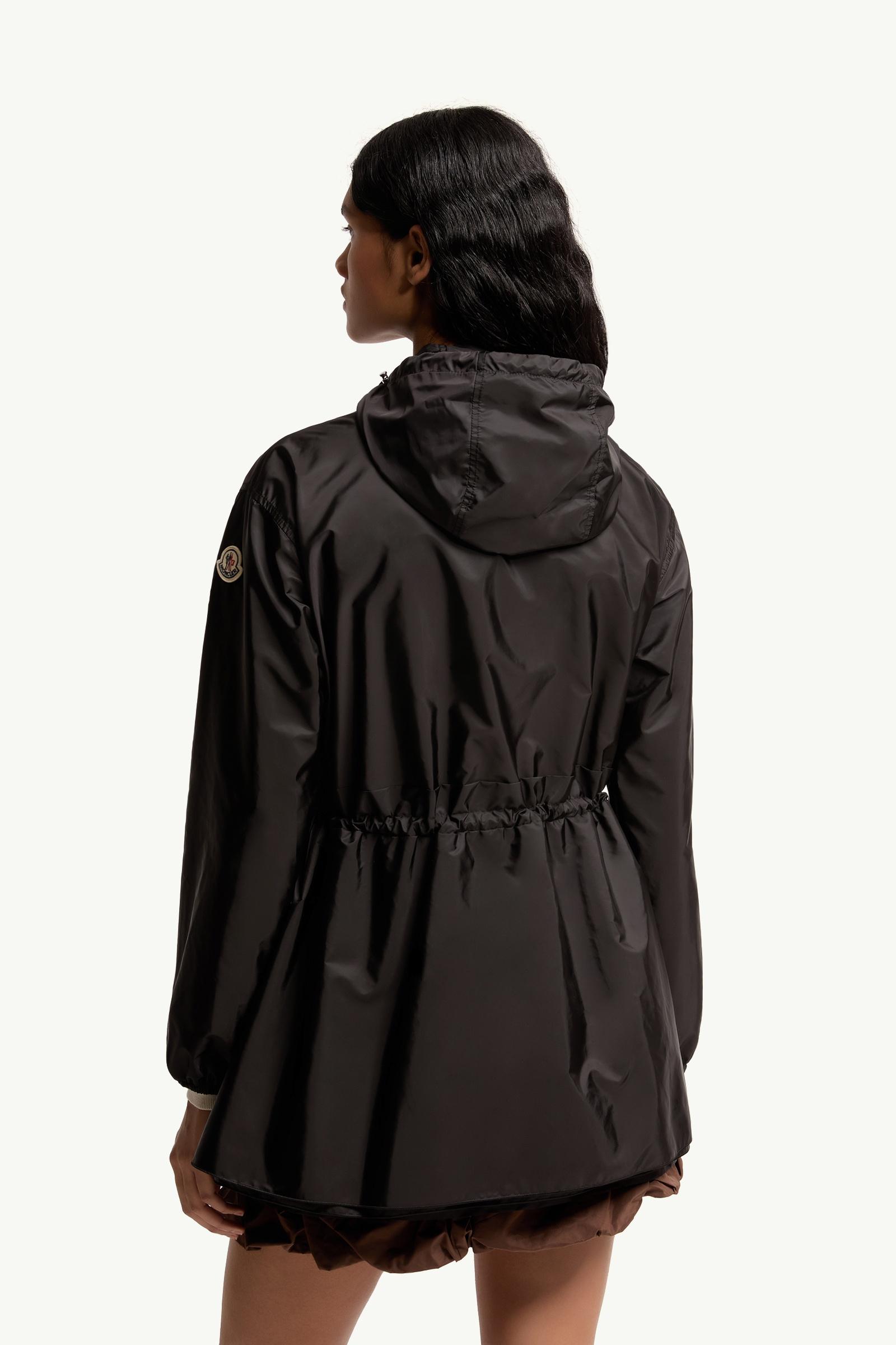 Black Weteau Ruched Hooded Rain Jacket - Windbreakers & Raincoats