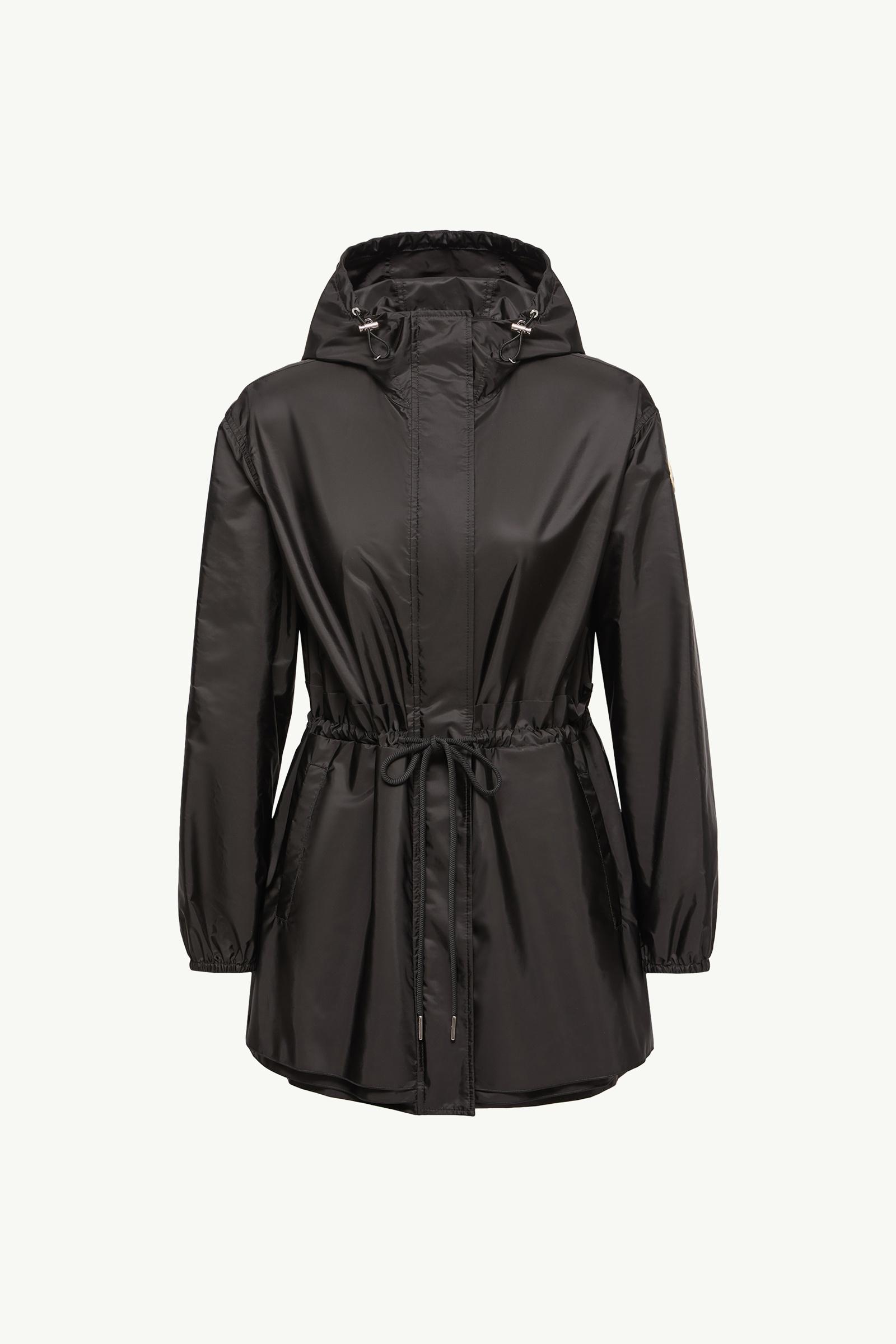 Black Weteau Ruched Hooded Rain Jacket - Windbreakers & Raincoats