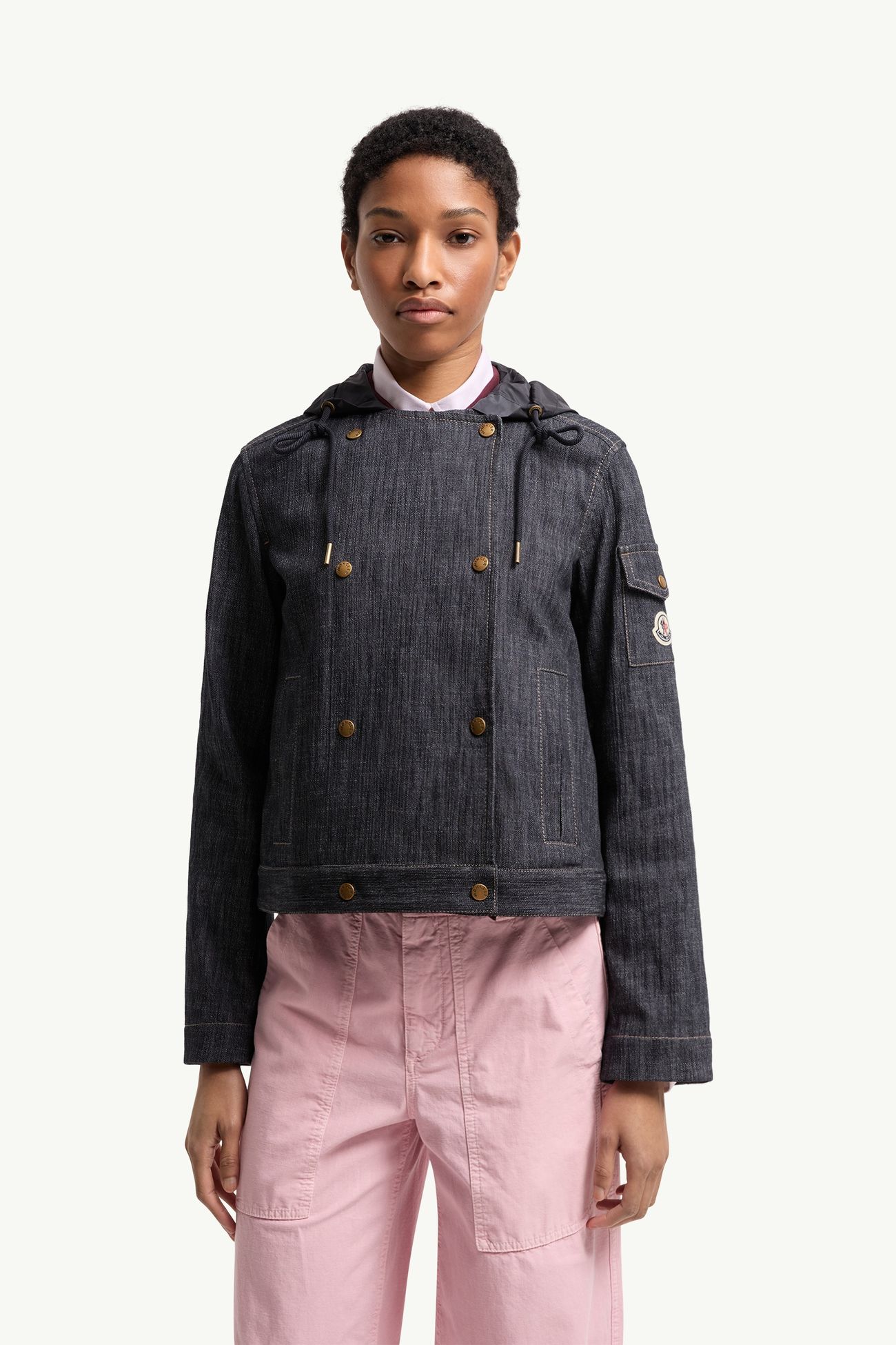 Giacca doppiopetto in denim con cappuccio Diervilla Donna Blu Navy Moncler 3