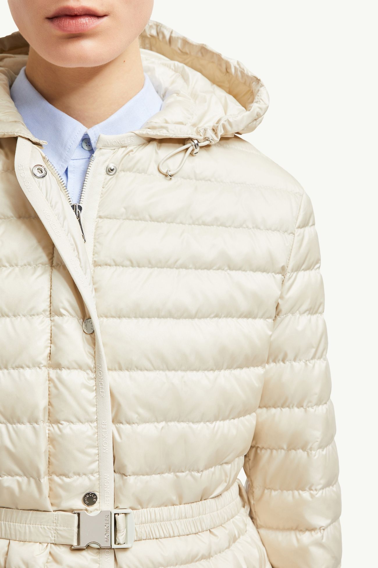 Oredon Hooded Mid-Length Down Jacket Women White Moncler 6
