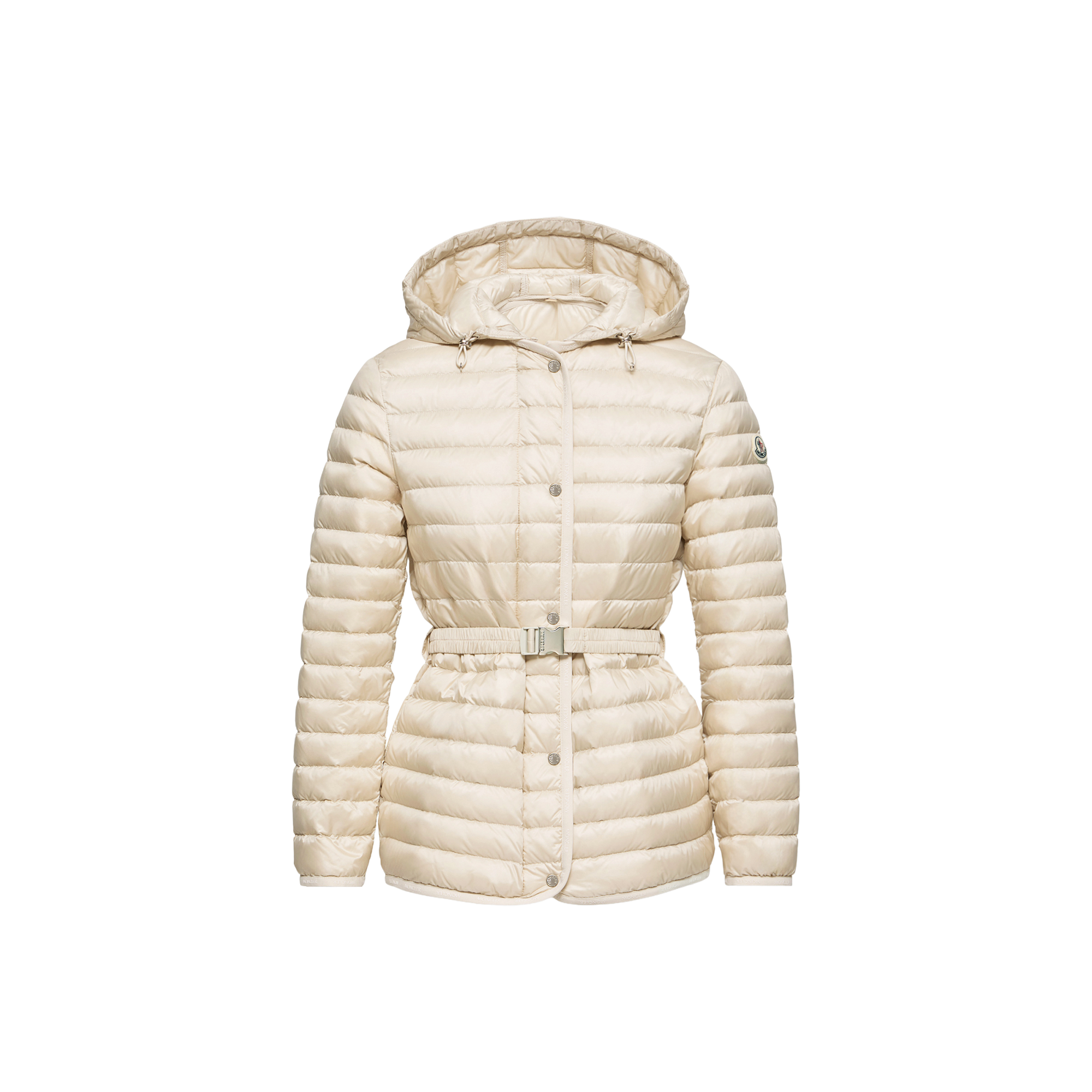 Moncler   Oredon Hooded Mid-Length Down Jacket for Women in White, Size: 16