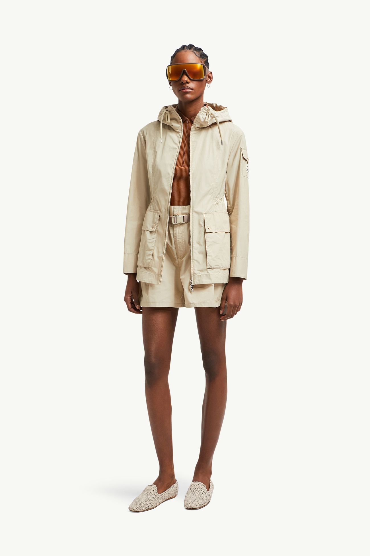 Leandro Hooded Parka Jacket Women Beige Moncler 0