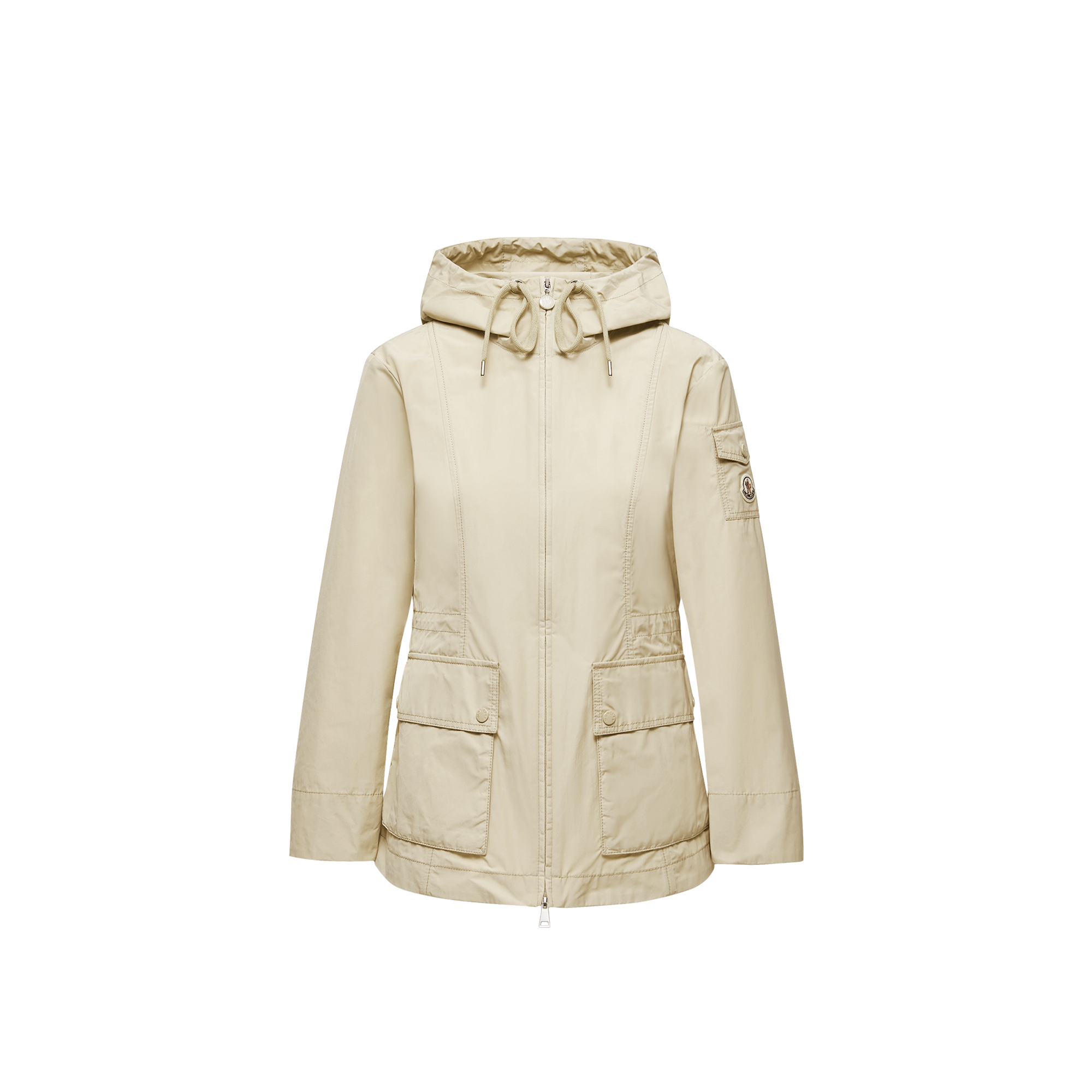 Moncler   Leandro Hooded Parka Jacket for Women in Beige, Size: 24