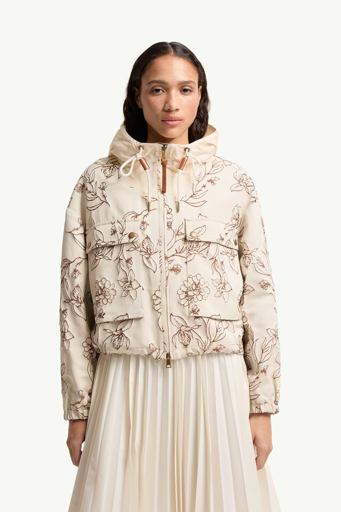 Nepeta Kapuzenjacke mit Blumenprint Damen Weiss & Braun Moncler 3