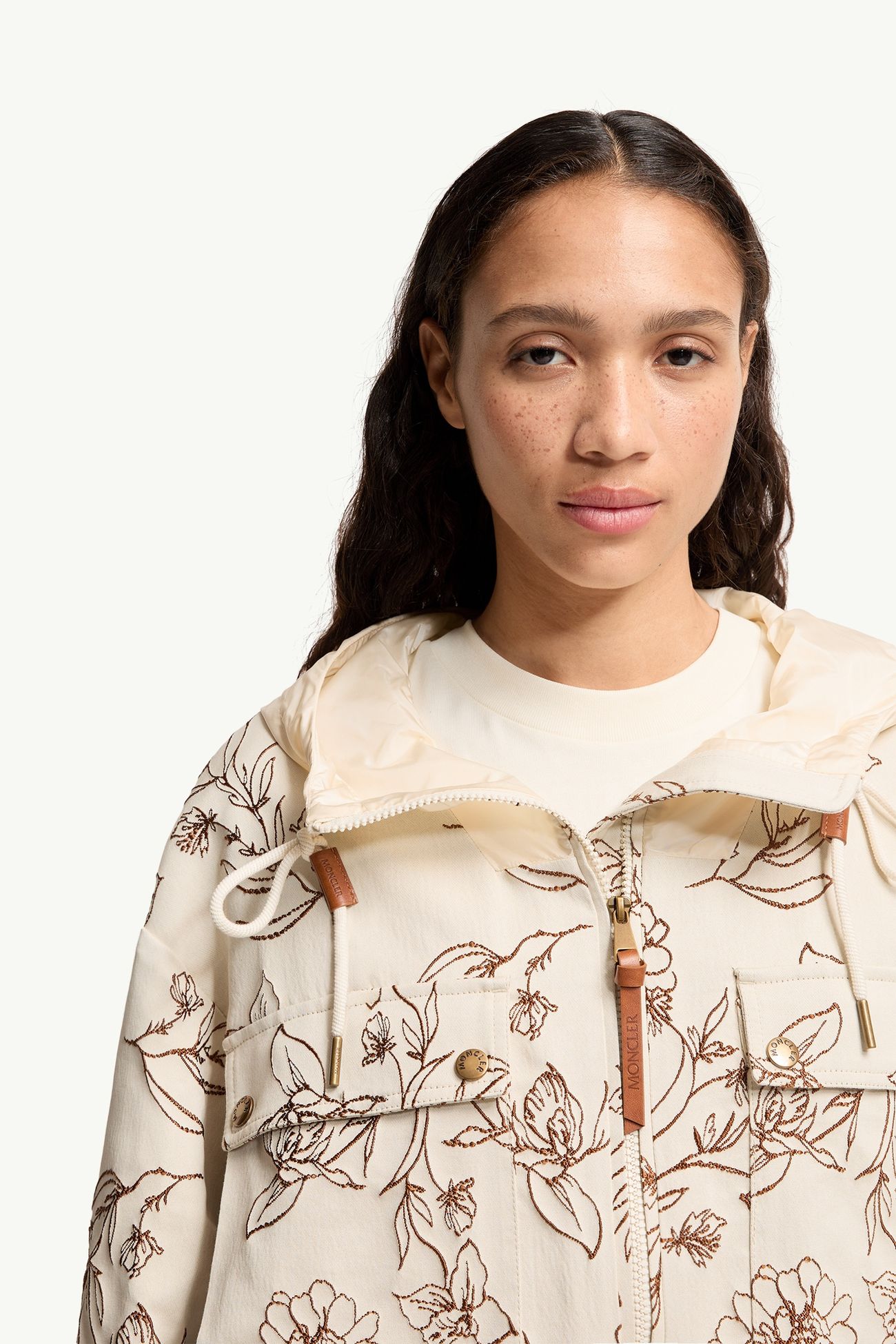 Nepeta Kapuzenjacke mit Blumenprint Damen Weiss & Braun Moncler 5