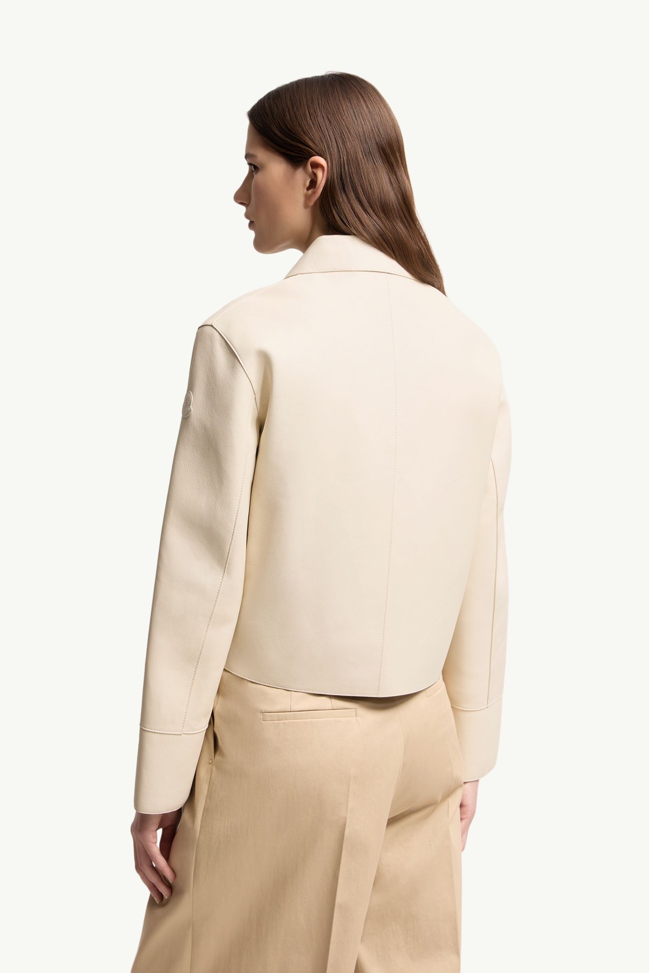 Haricot 3-in-1 Leather Down Shirt Jacket Women White Ivory Moncler 4