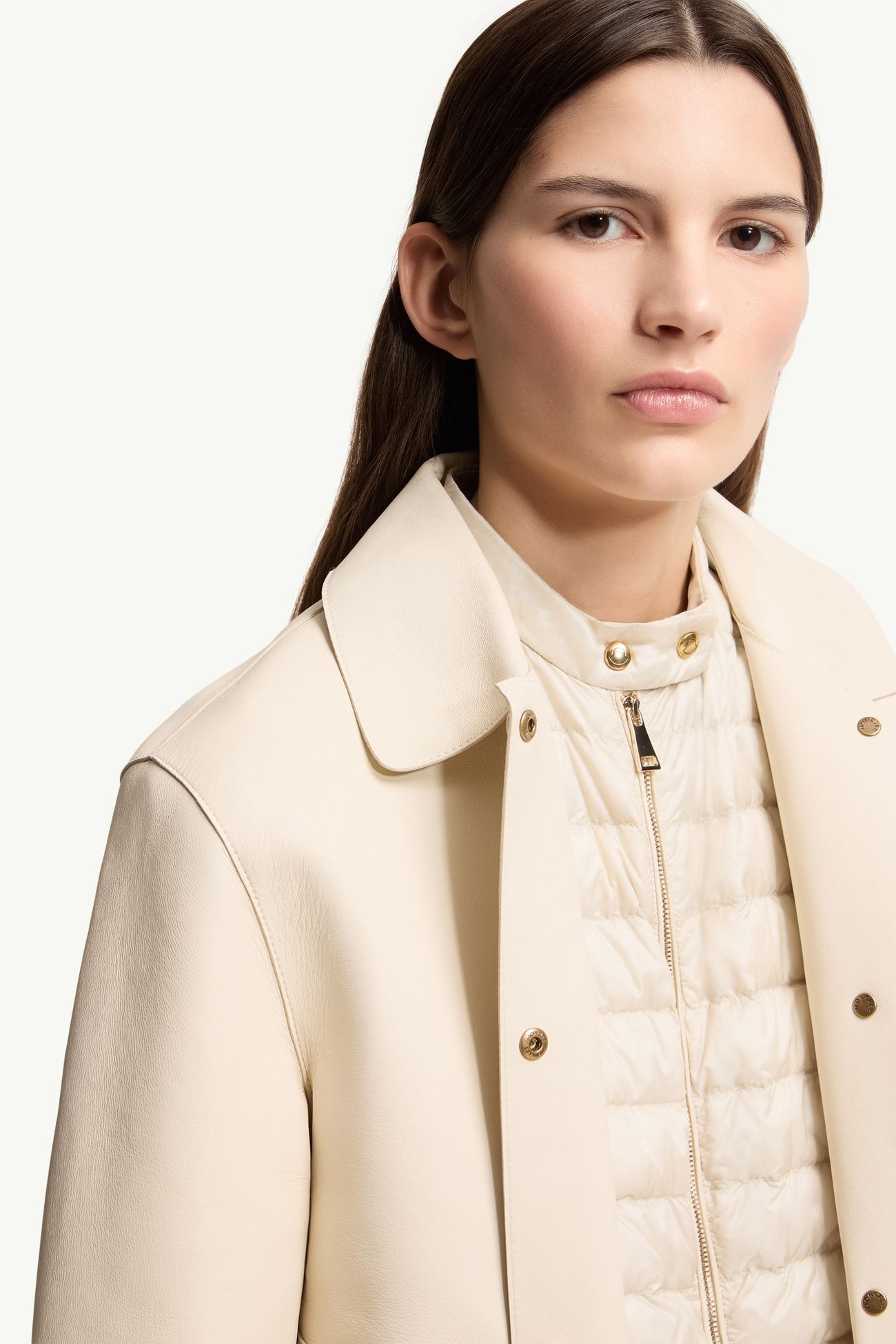 Doudoune-chemise en cuir 3-en-1 Haricot Femmes Blanc Ivoire Moncler 6