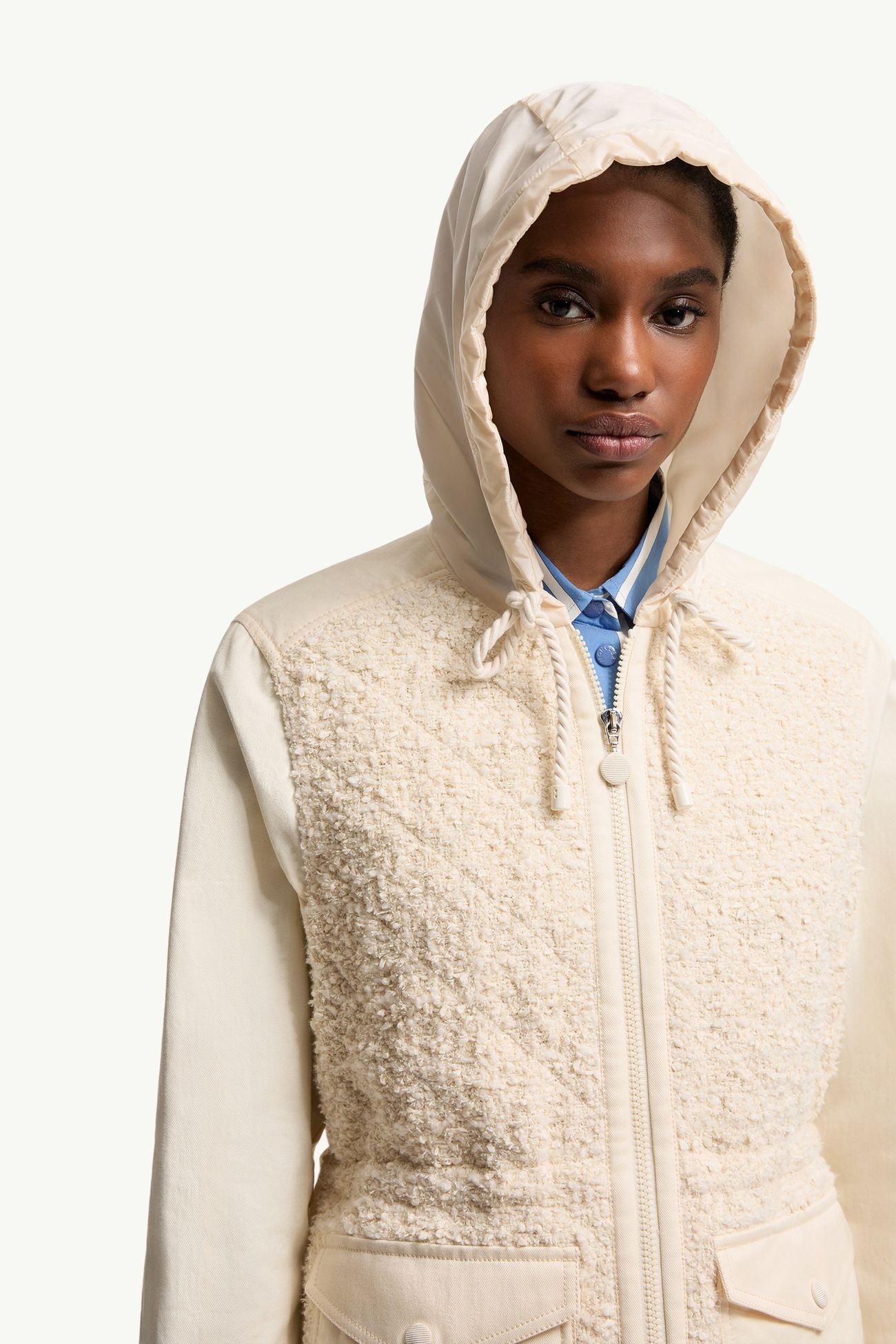 Erable Bouclé Hooded Jacket Women White Ivory Moncler 5