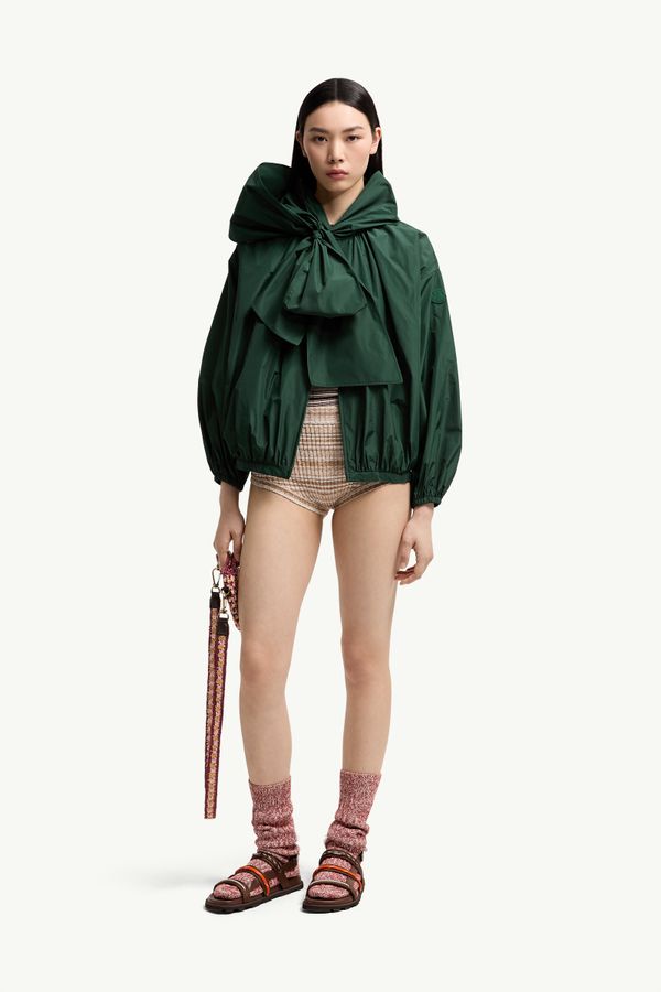 Giacca con Cappuccio in Taffettà Pecher Donna Verde Scuro Moncler 0