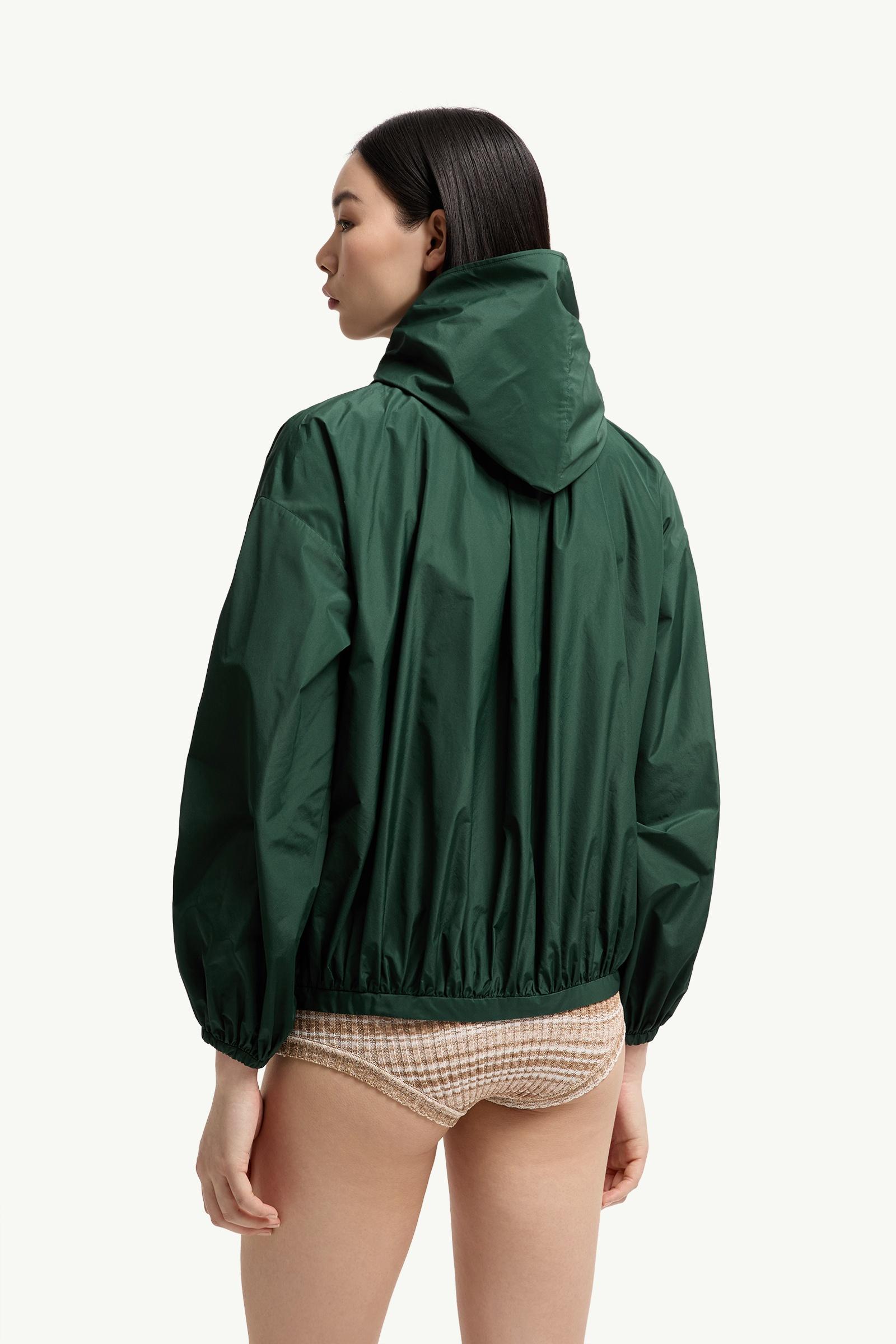 Dark Green Pecher Taffeta Hooded Jacket - Windbreakers & Raincoats