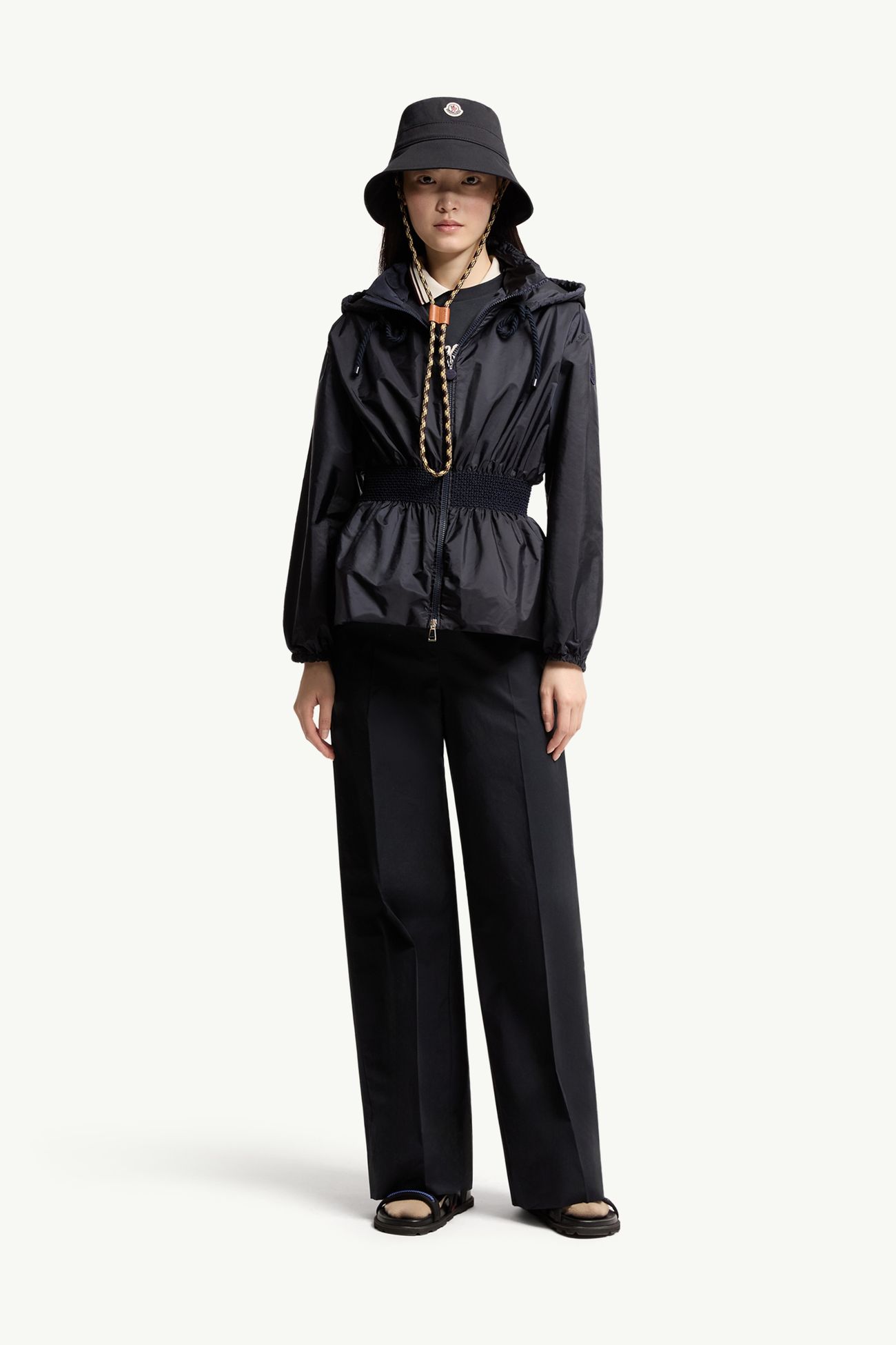 Liriope Hooded Rain Jacket Women Navy Blue Moncler 0