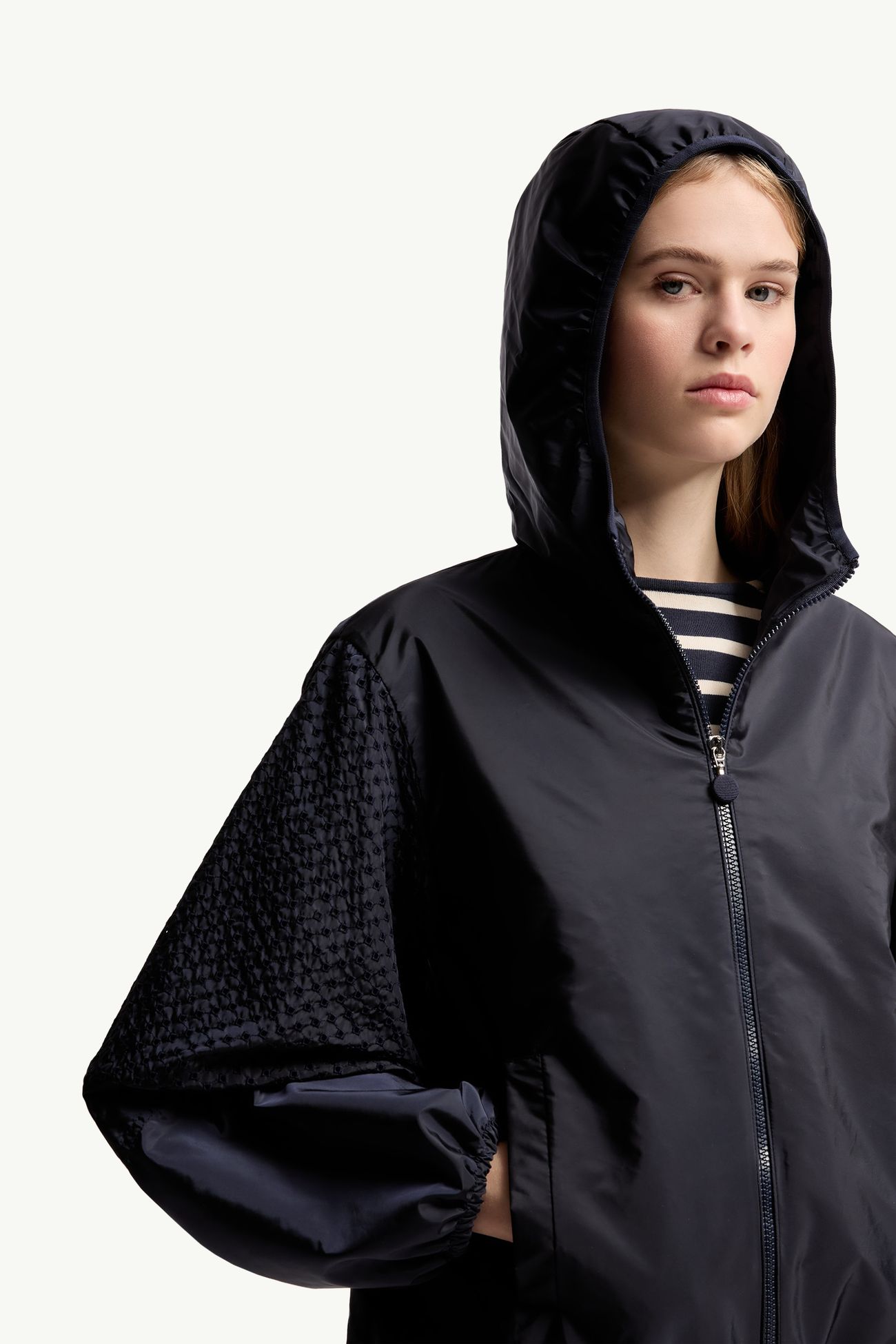 Zelkova 상갈로 트리밍 후드 레인 재킷 여성 네이비 블루 Moncler 5