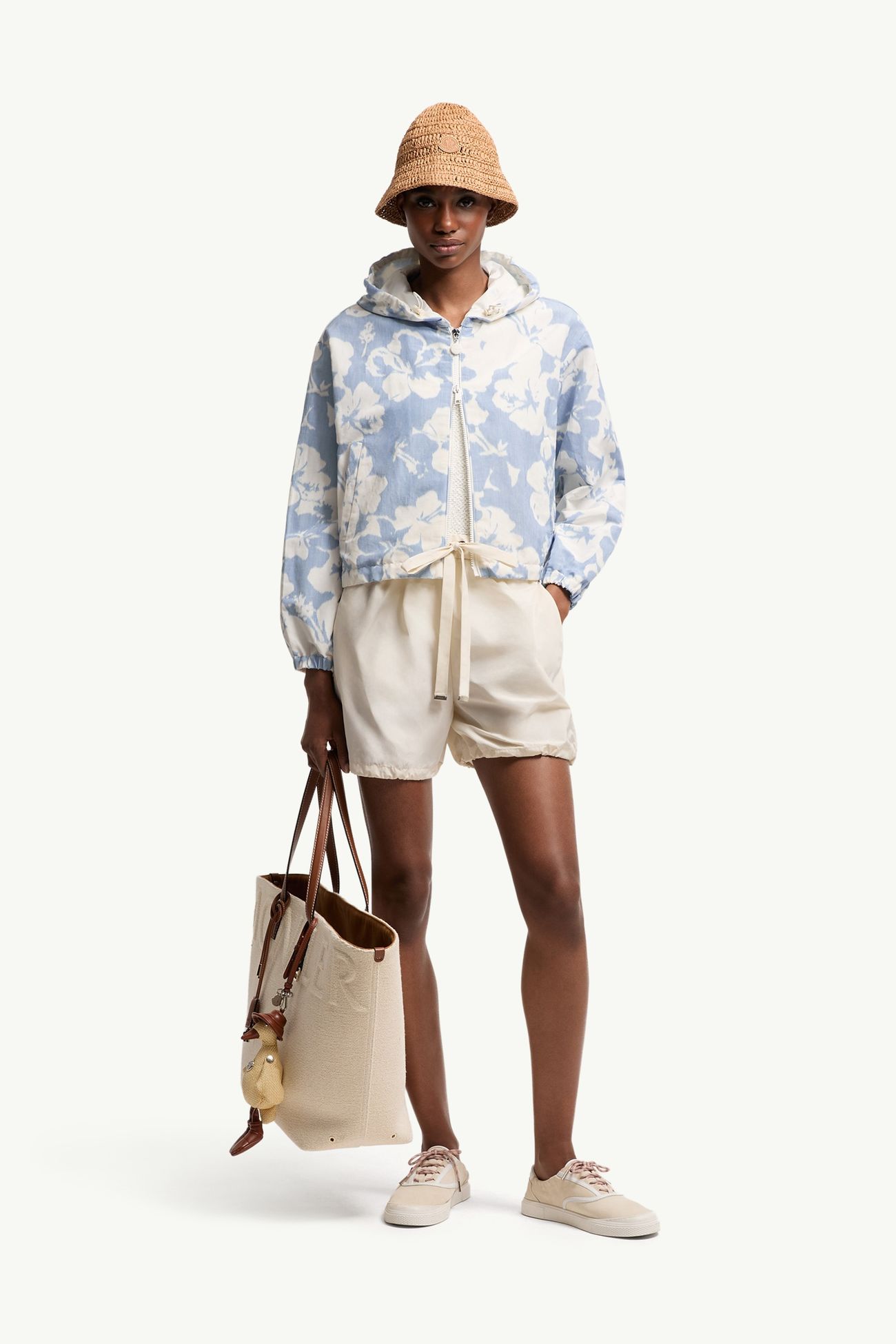 Noisetier Kapuzenjacke aus Chiné Damen Weiss & Hellblau Moncler 0