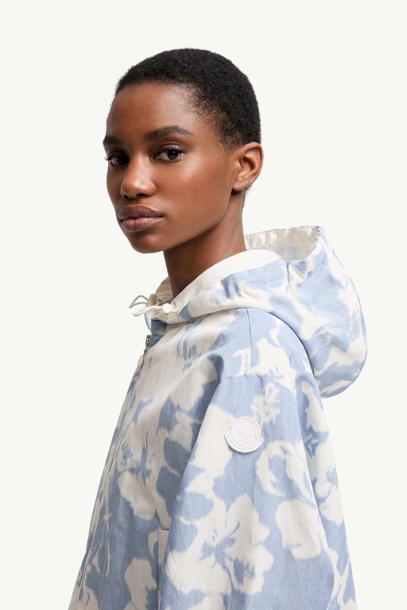 Giacca con Cappuccio Noisetier in Chiné Donna Bianco & Azzurro Moncler 1