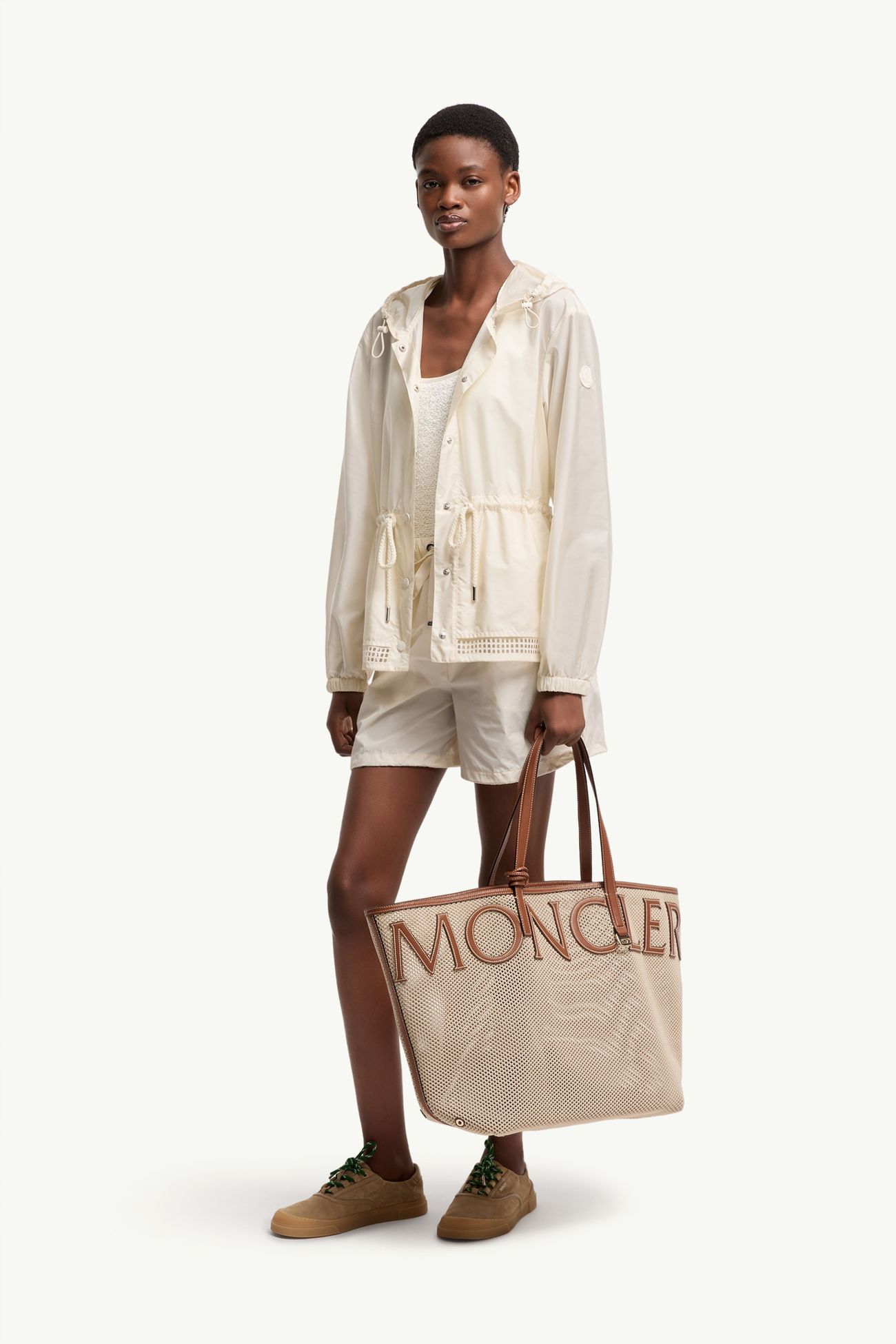 Veste de pluie Rochebonne à capuche Femmes Blanc Ivoire Moncler 0