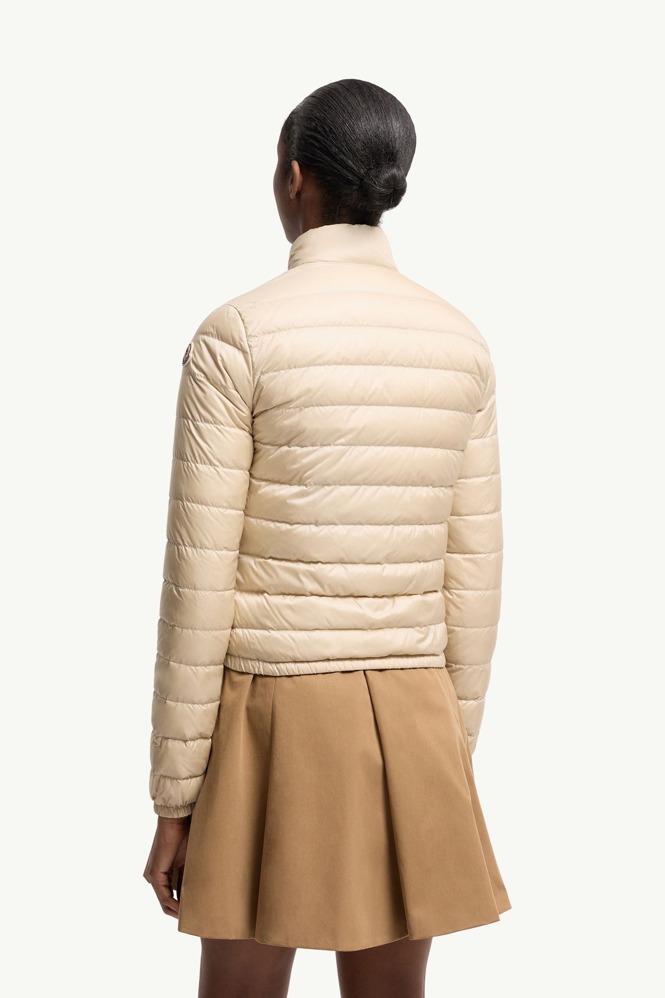 Lans verstaubare kurze Daunenjacke Damen Hellbeige Moncler 4