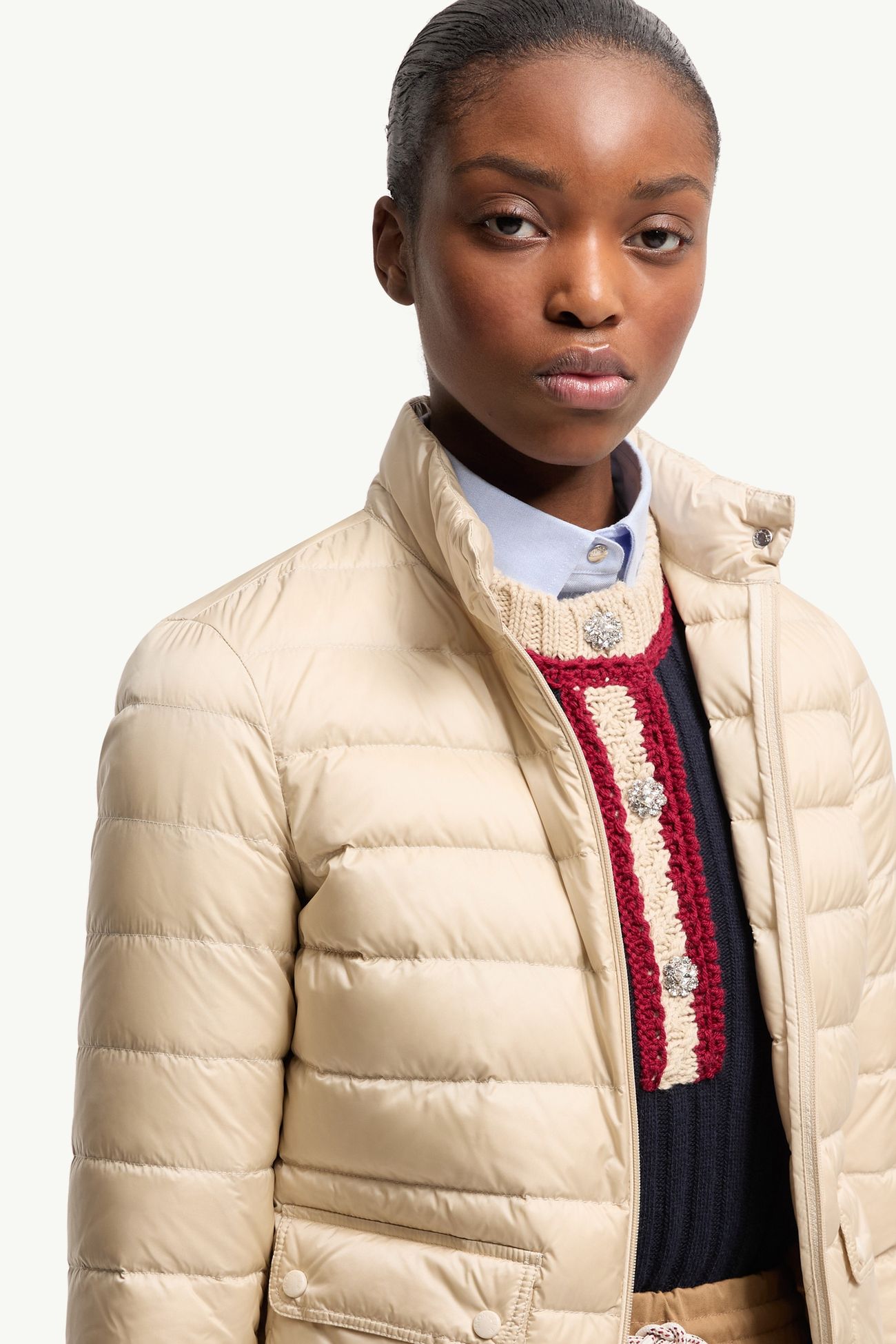 Lans kurze Daunenjacke Damen Hellbeige Moncler 5