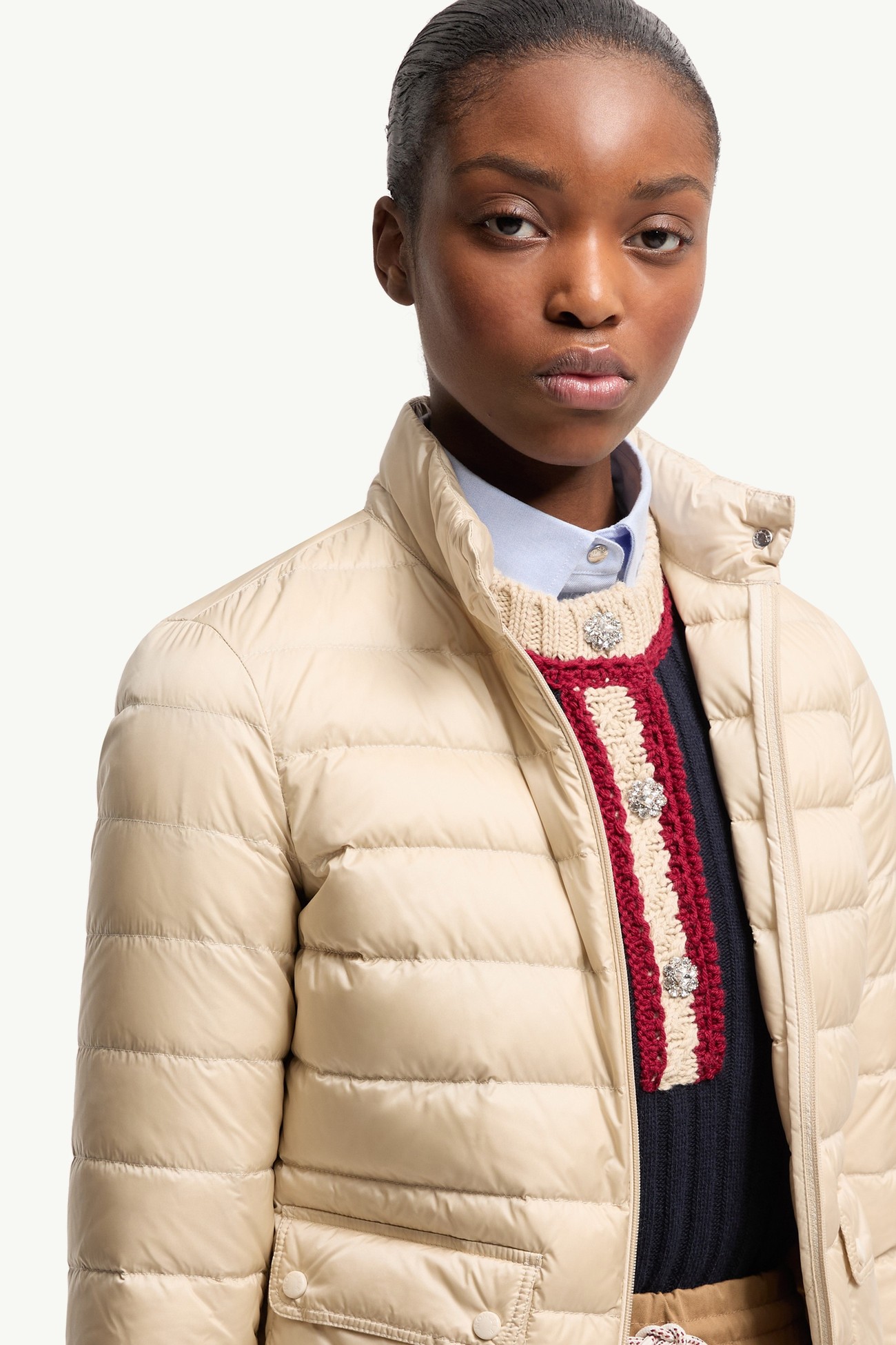 Lans Packable Short Down Jacket Women Beige Moncler 5