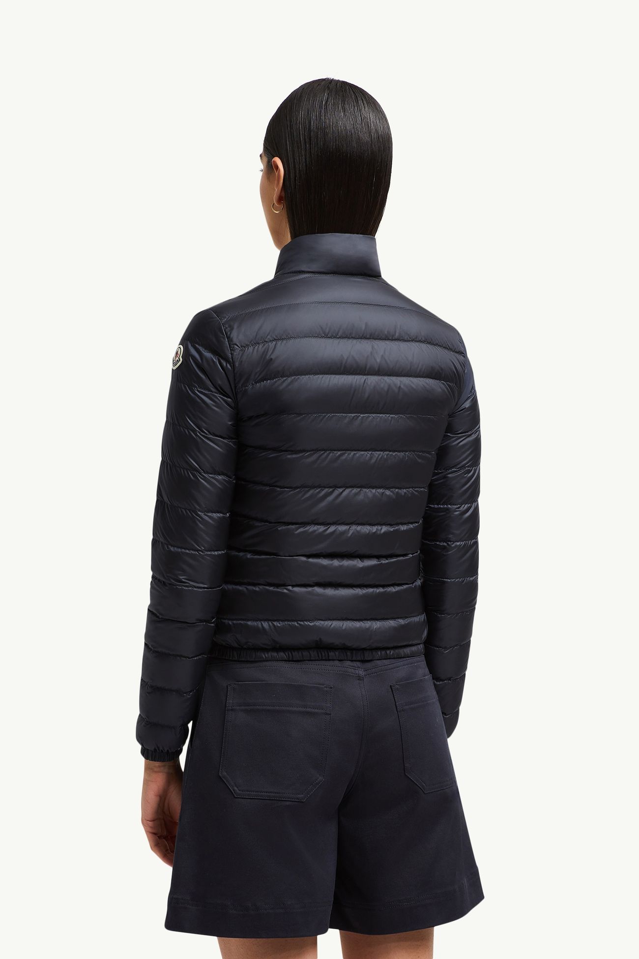 Lans verstaubare kurze Daunenjacke Damen Nachtblau Moncler 4