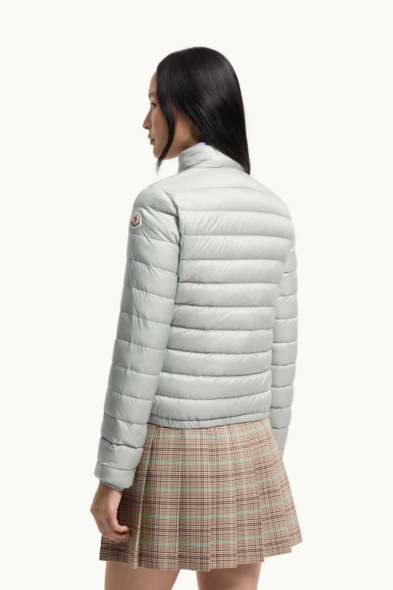 Lans verstaubare kurze Daunenjacke Damen Grau Moncler 4