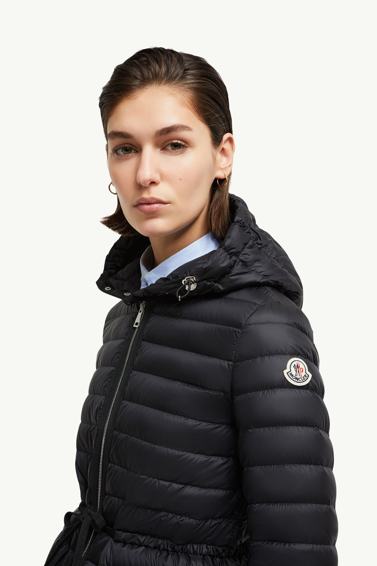 Raie kurze Daunenjacke mit Kapuze Damen Schwarz Moncler 1