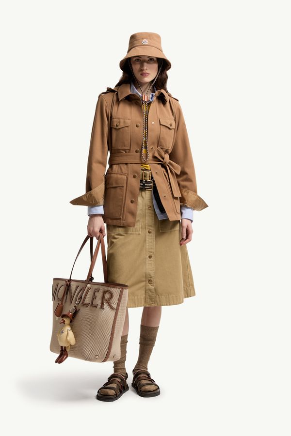 Chaqueta de campo de gabardina con capucha Centaurea Mujer Beige Camel Moncler 0