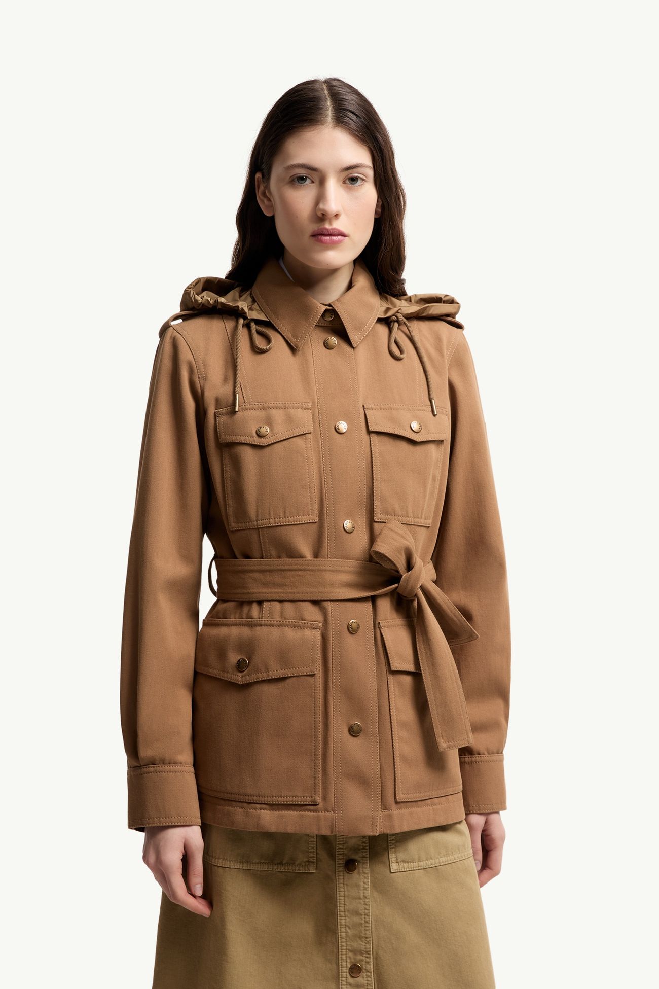 Chaqueta de campo de gabardina con capucha Centaurea Mujer Beige Camel Moncler 3