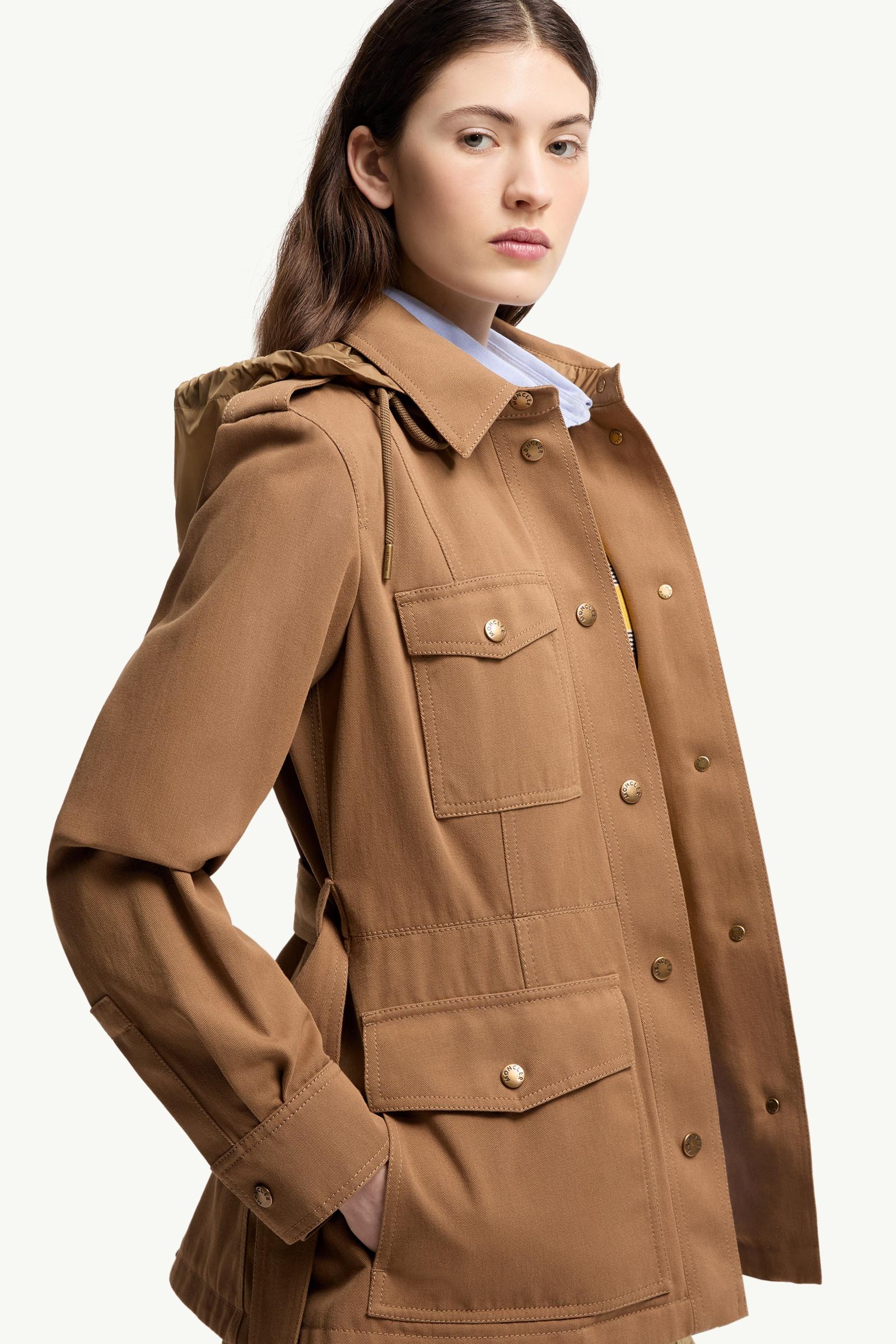 Camel Beige Centaurea Hooded Gabardine Field Jacket - Lightweight