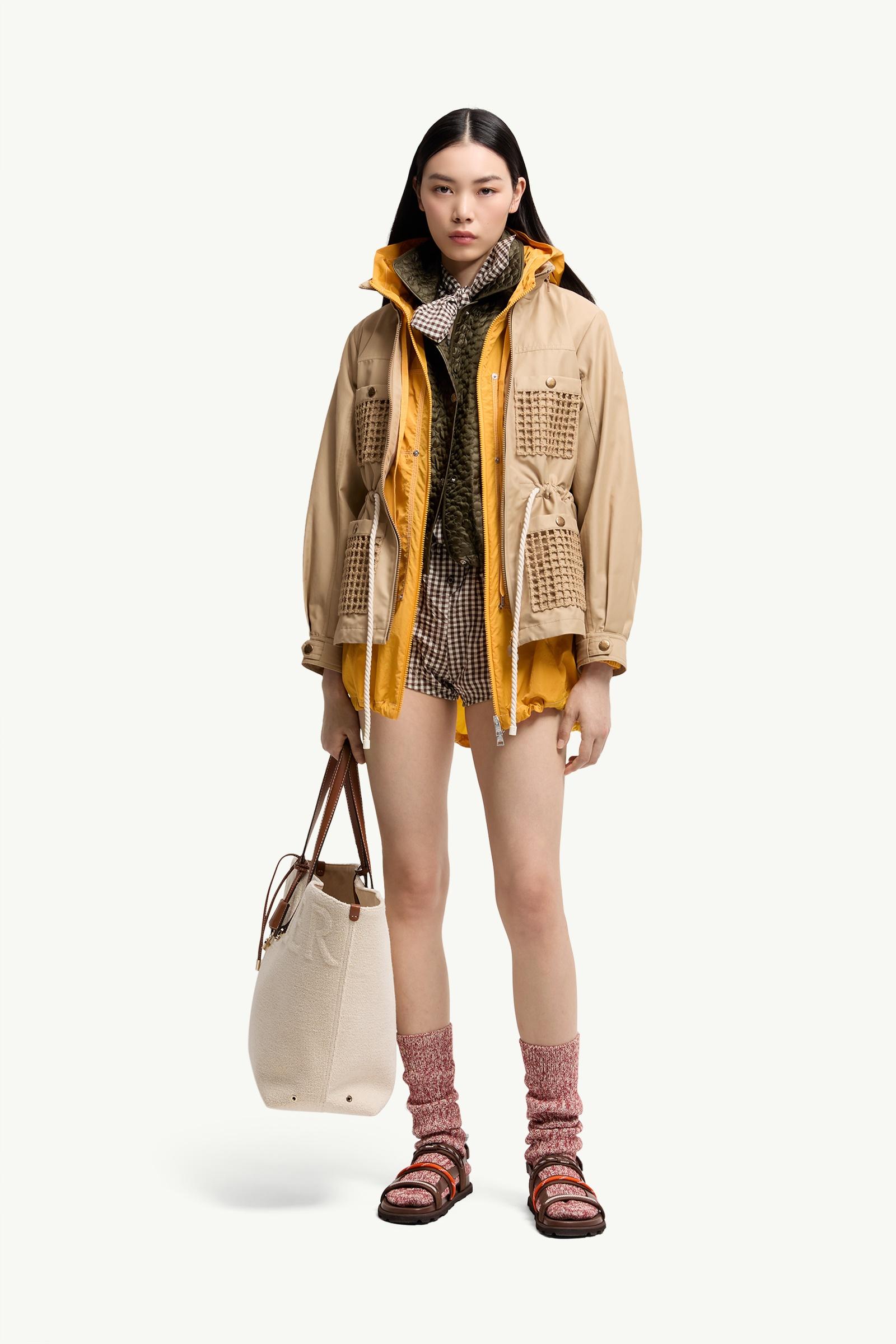 Beige Bougain Twill Hooded Jacket - Lightweight Down Jackets for