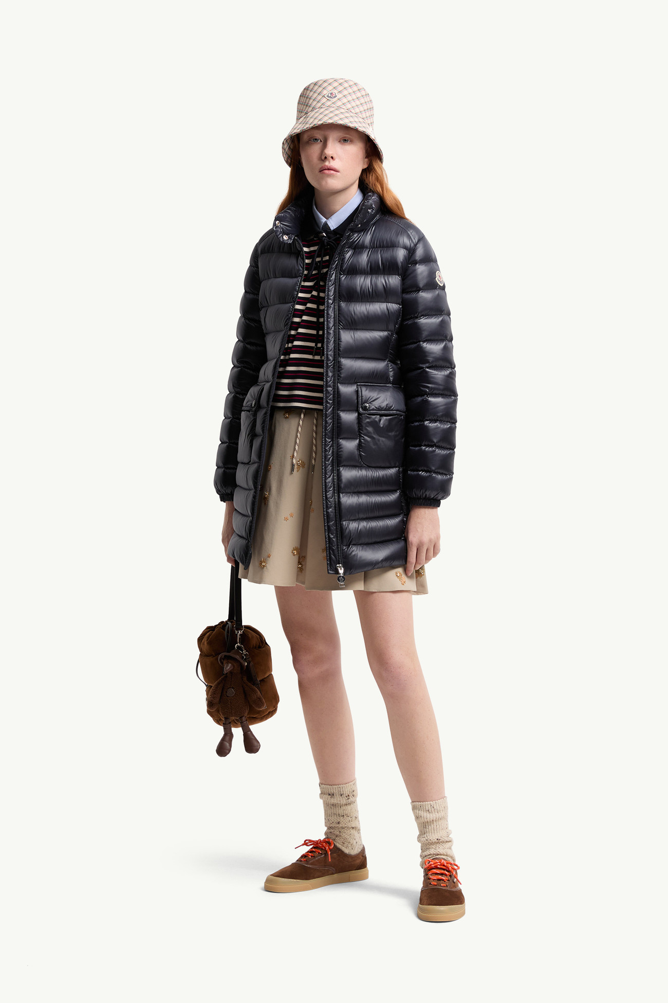 Genet Long Down Jacket Women Navy Blue Moncler 0