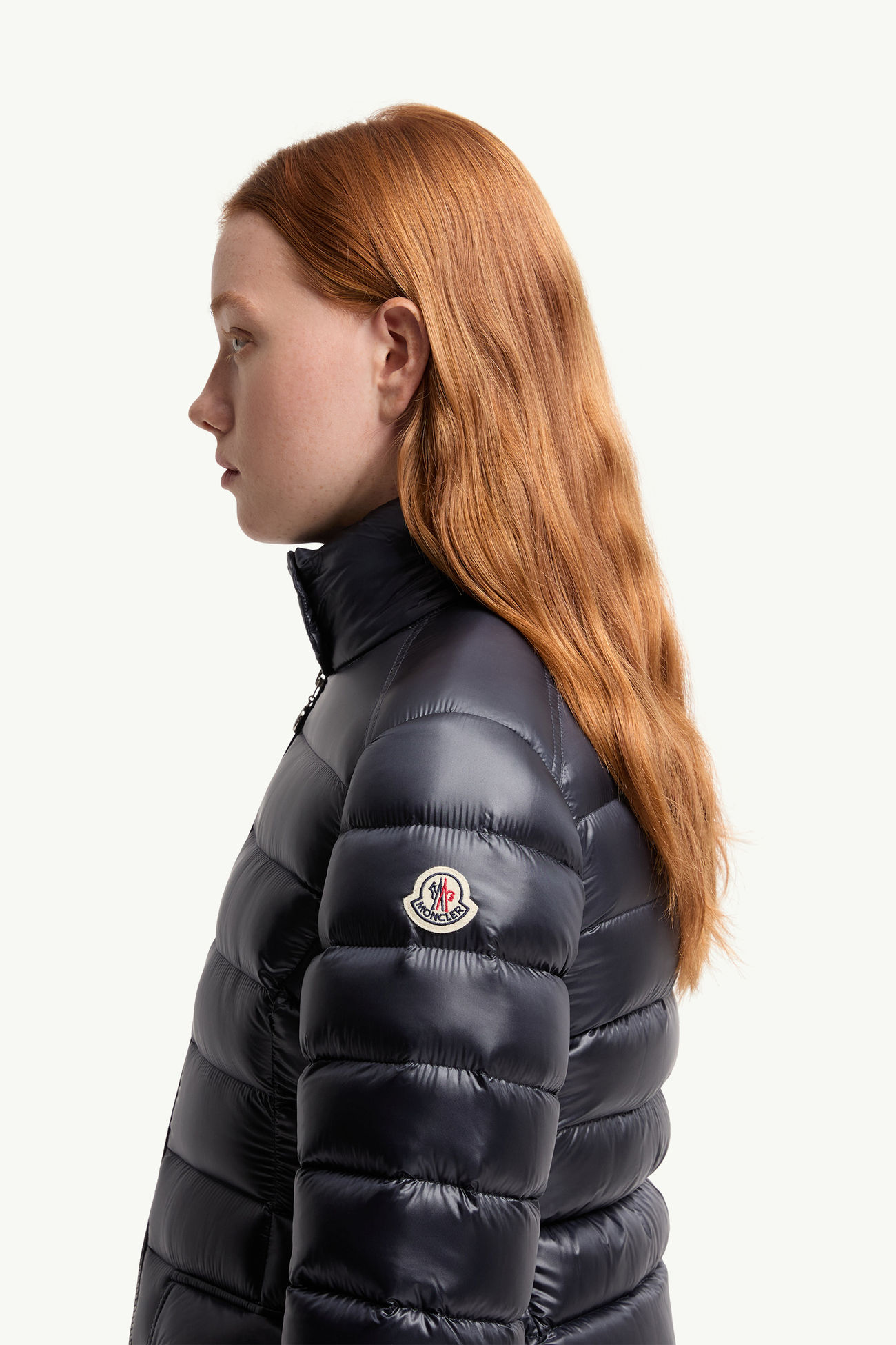 Genet Long Down Jacket Women Navy Blue Moncler 1