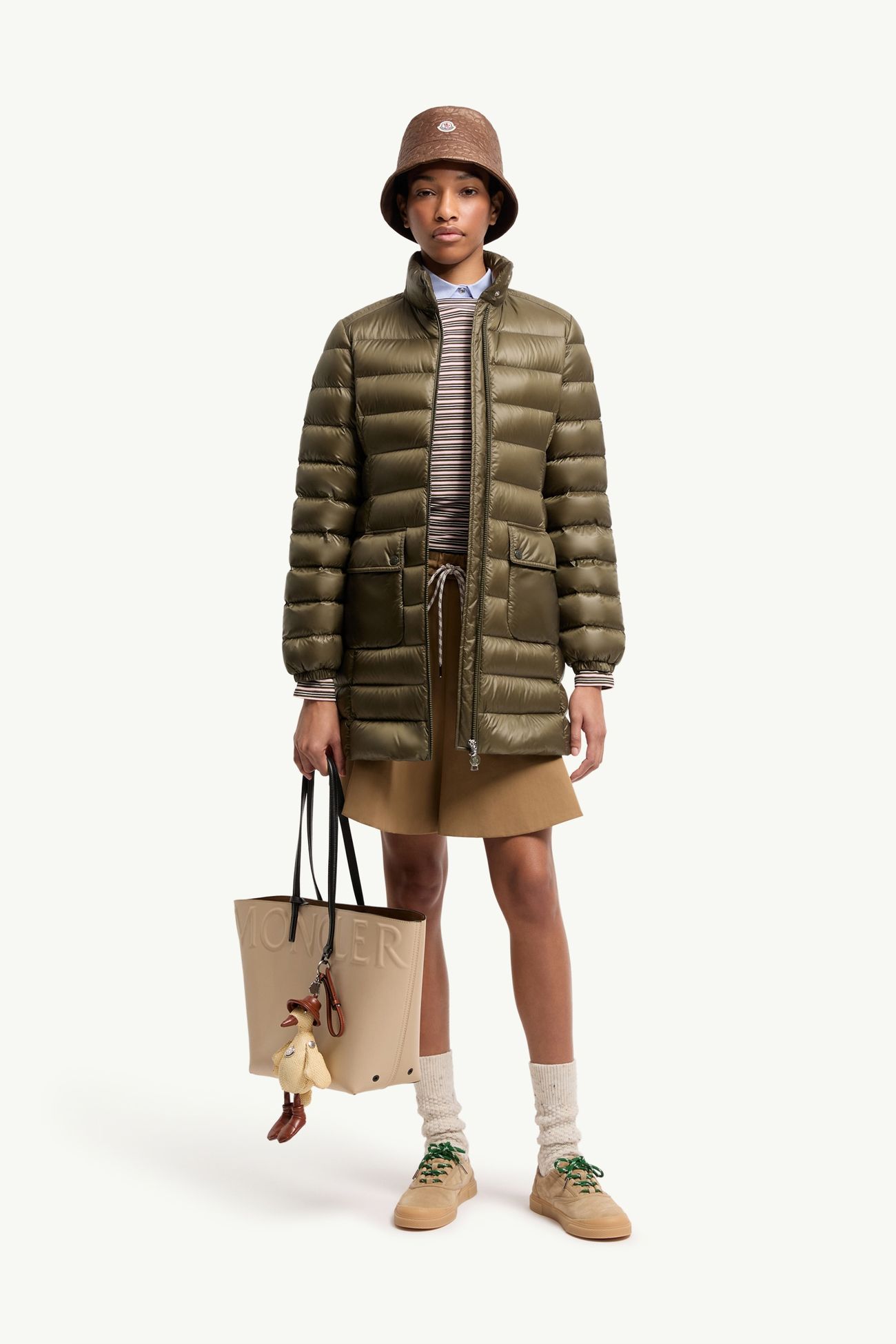 Piumino Lungo Genet Donna Verde Oliva Moncler 0