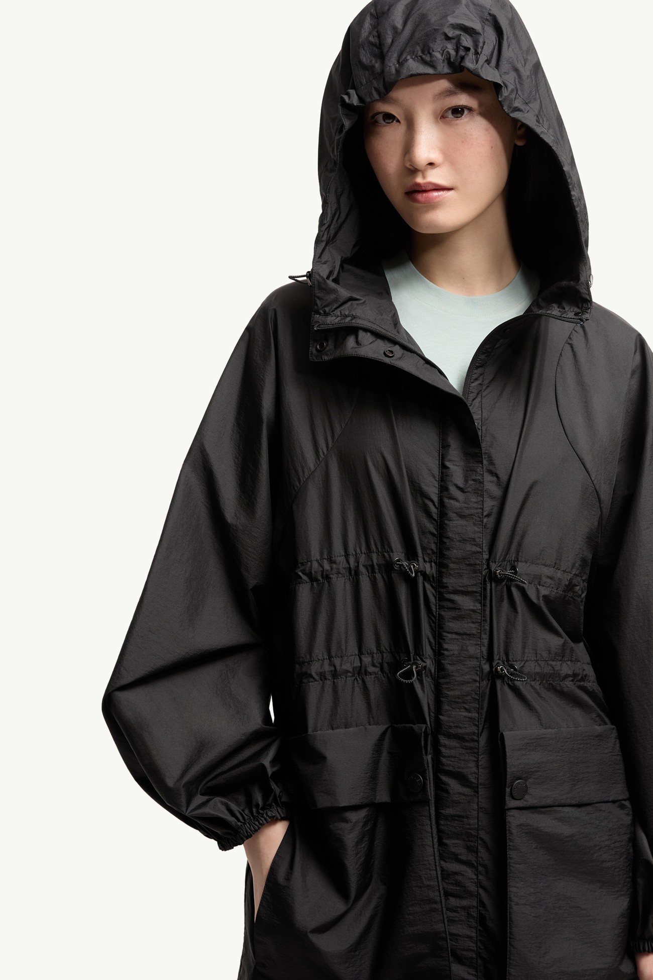 Canneberge Hooded Long Jacket Women Black Moncler 6