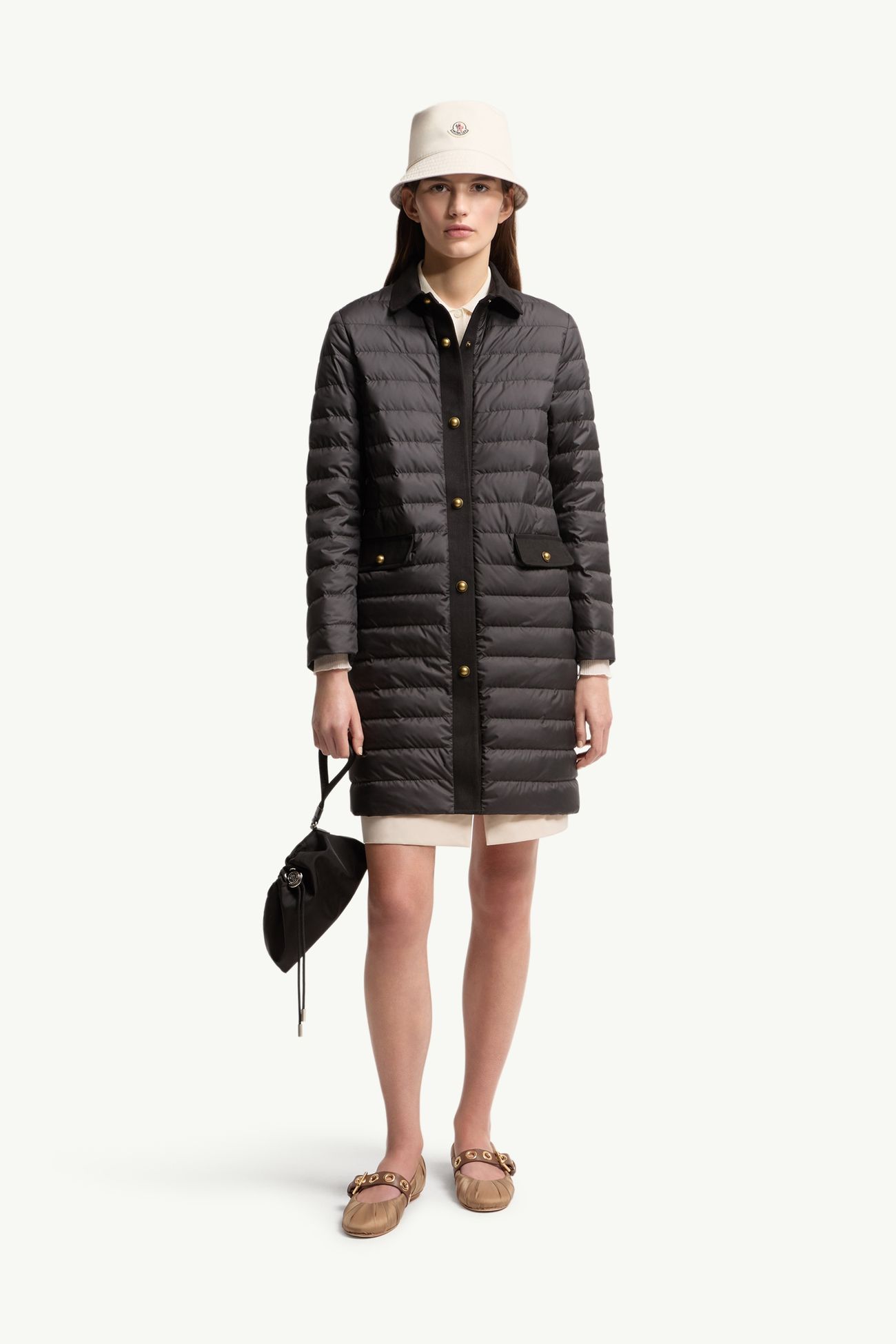 Jujulong女士棉质和亚麻饰边羽绒夹克外套 女士 黑色 Moncler 0