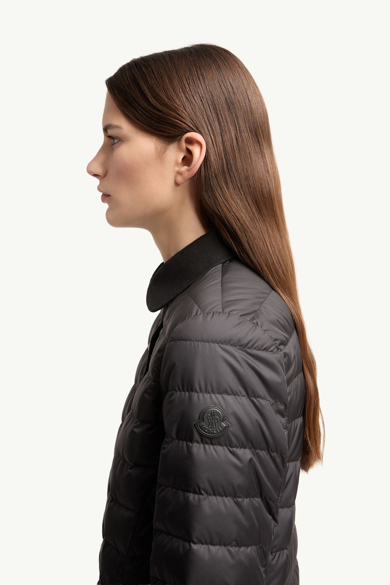 Jujulong女士棉质和亚麻饰边羽绒夹克外套 女士 黑色 Moncler 1