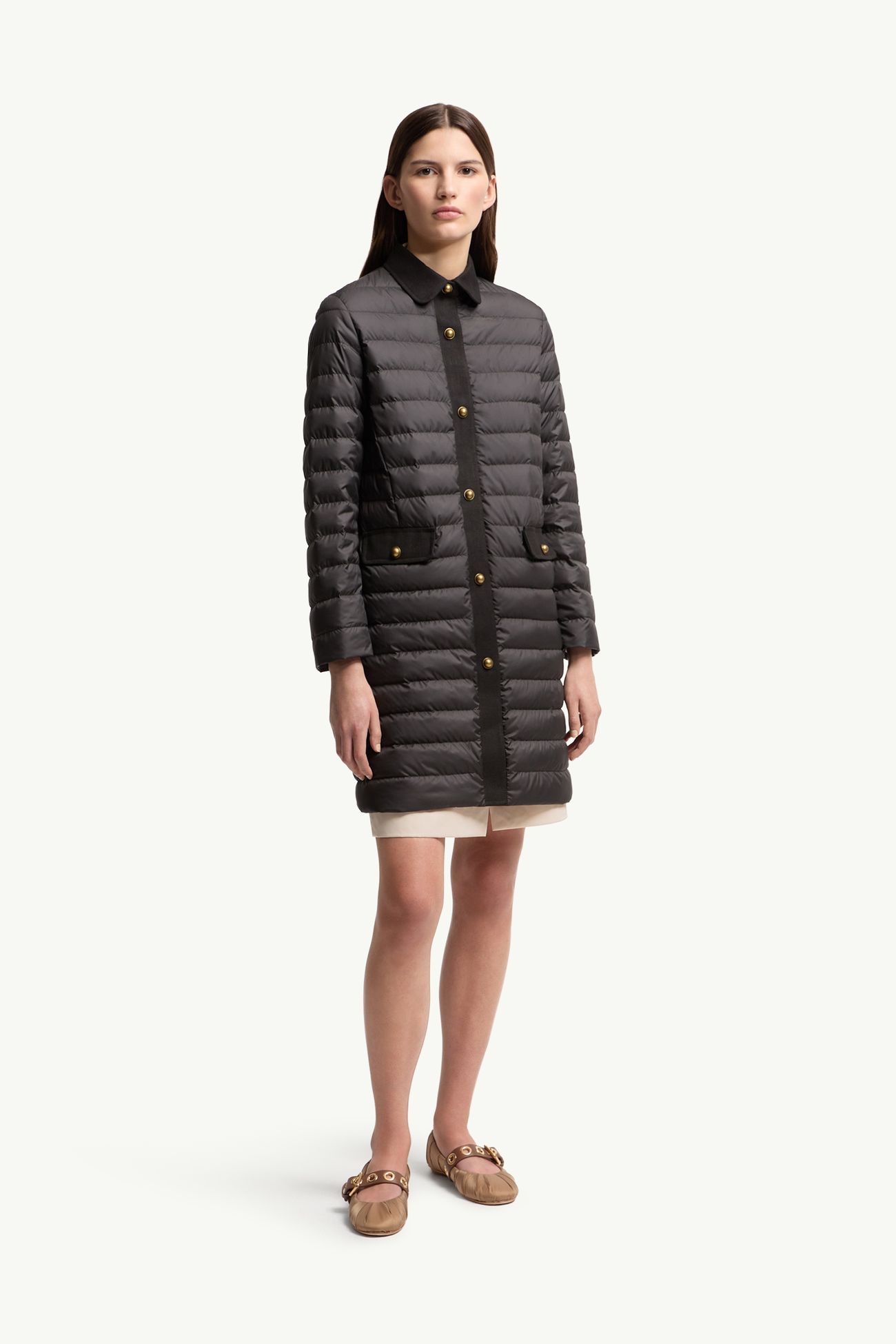 Jujulong女士棉质和亚麻饰边羽绒夹克外套 女士 黑色 Moncler 3