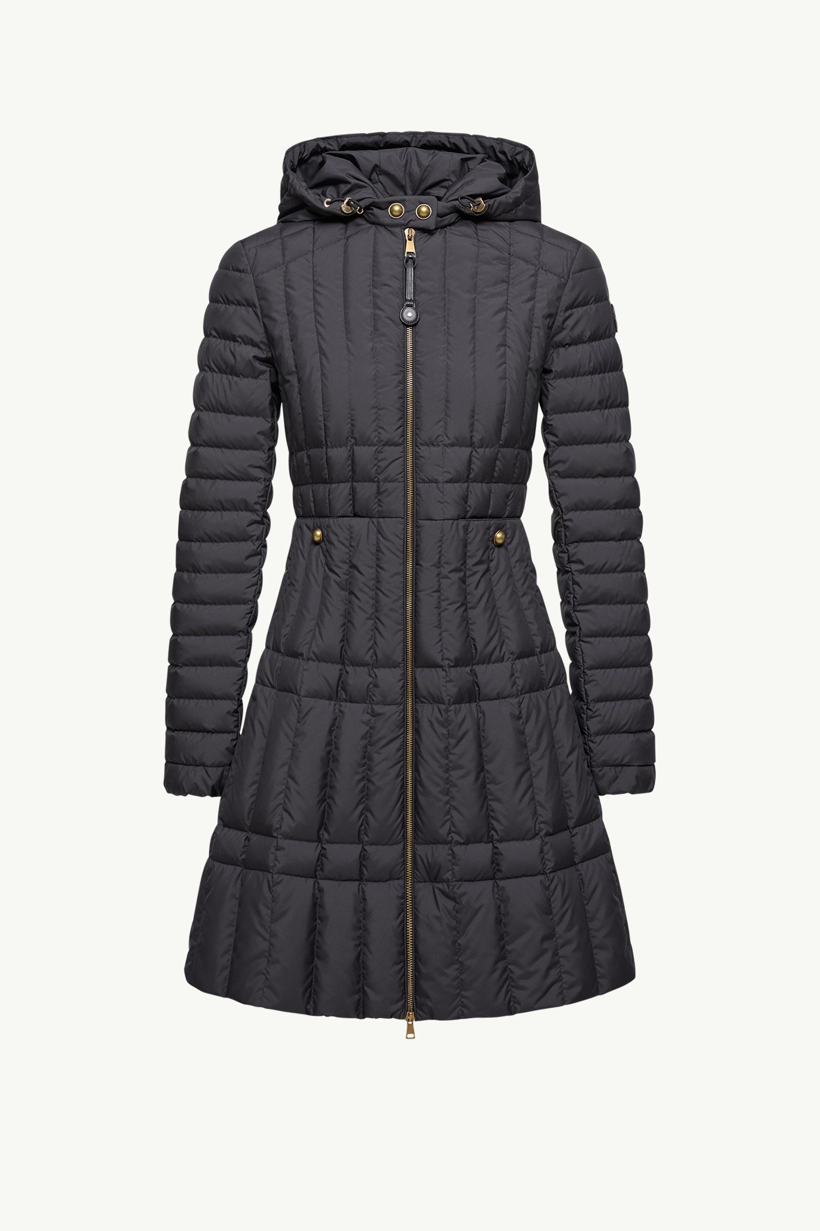 Black Menthelong Vertical-Quilted Hooded Down Jacket - Long Down
