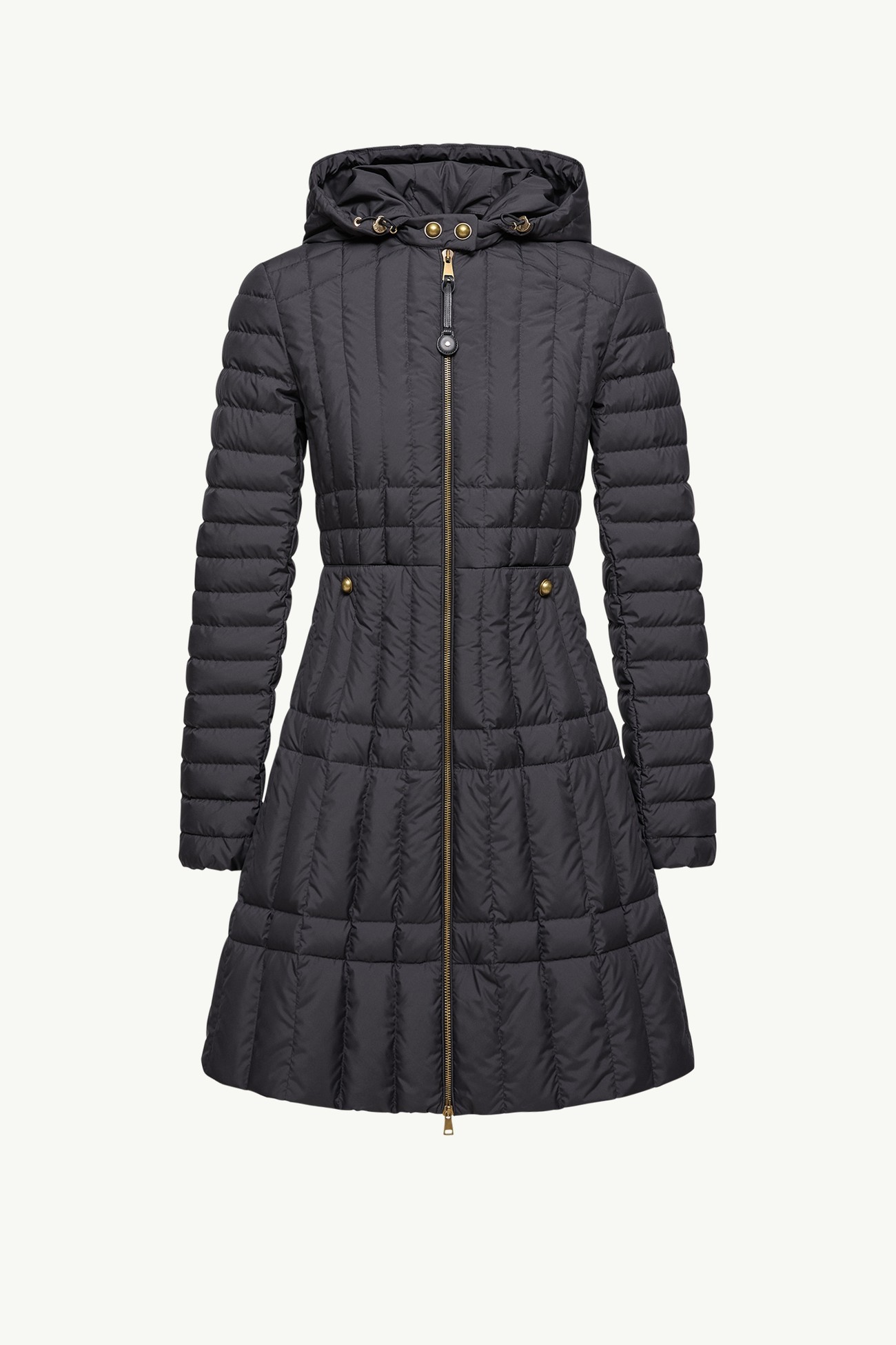 Menthelong Vertical-Quilted Hooded Down Jacket Women Black Moncler 2