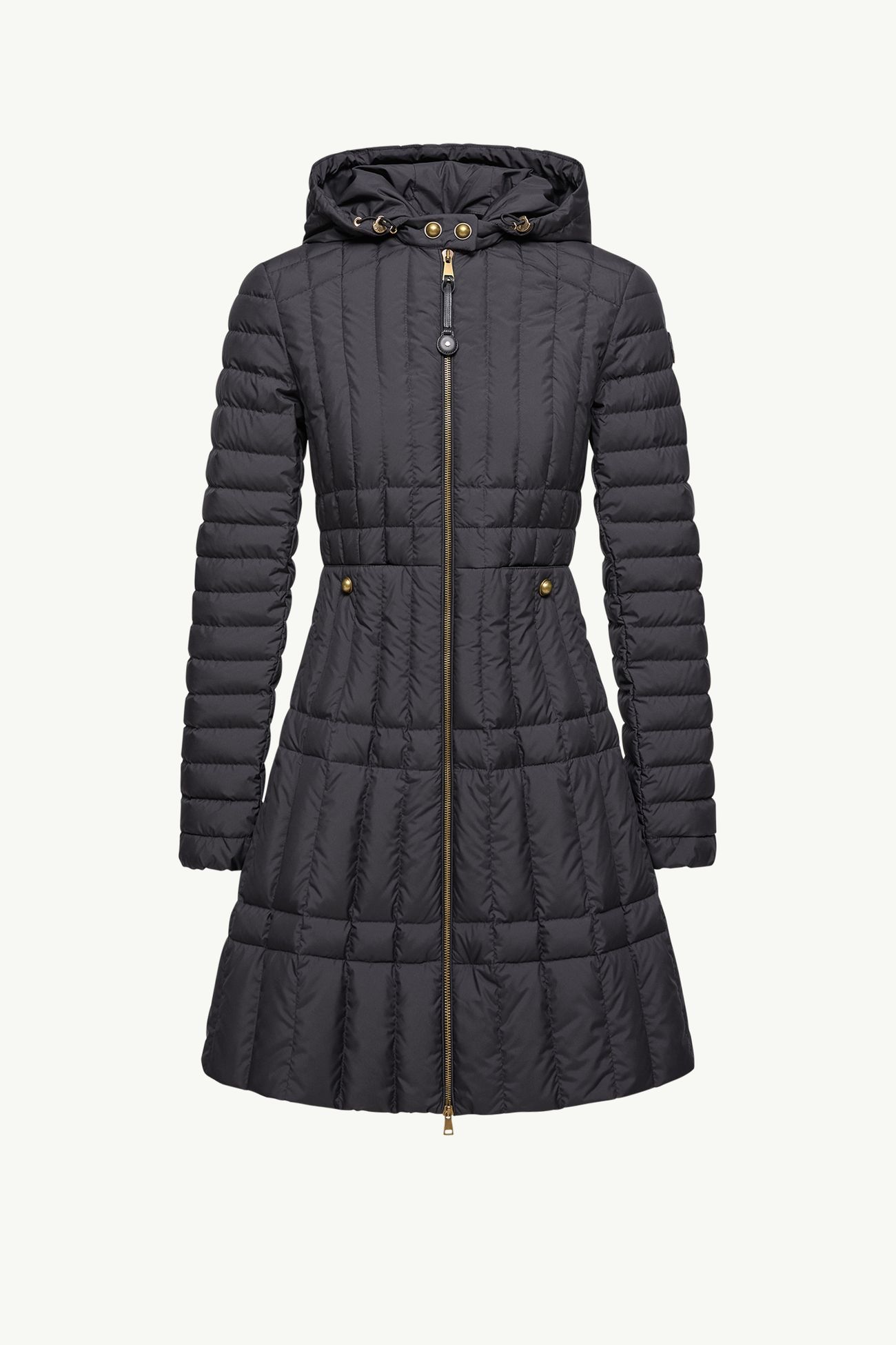 Menthelong女士垂直绗缝连帽羽绒夹克外套 女士 黑色 Moncler 2