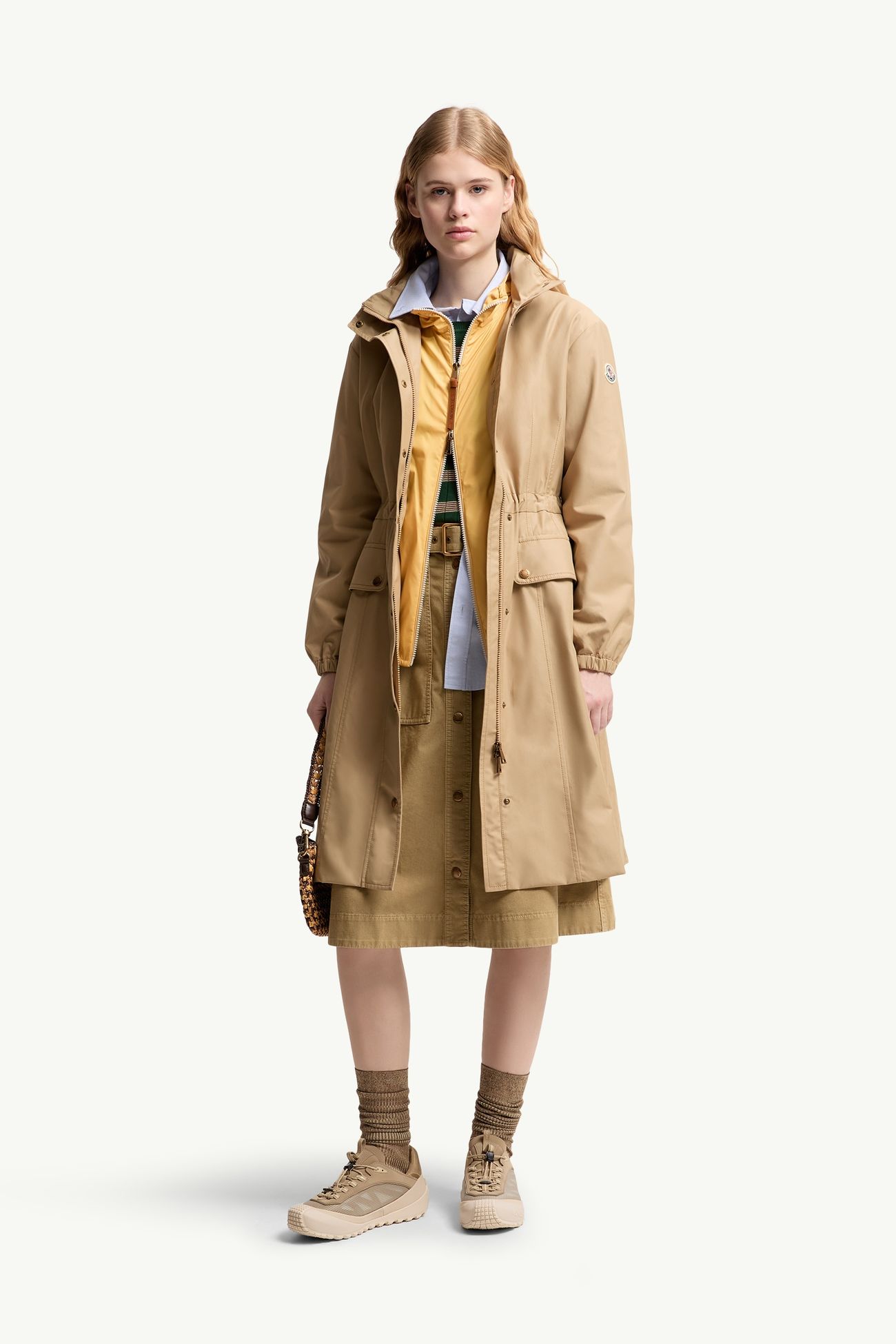 Rhododendron連帽長身派克大衣 女士 米色 Moncler 0