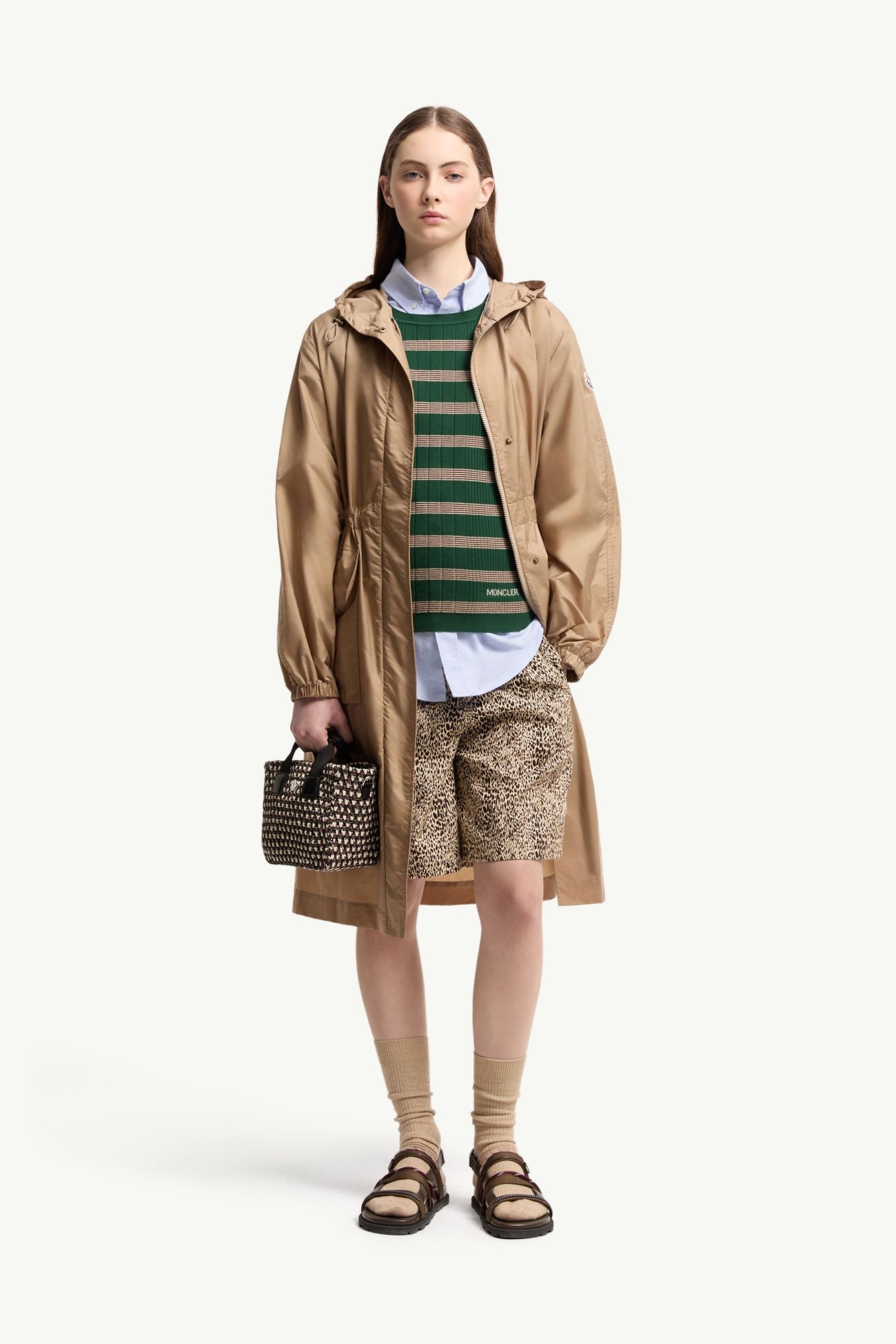 Hiengos連帽長身派克大衣 女士 米色 Moncler 3